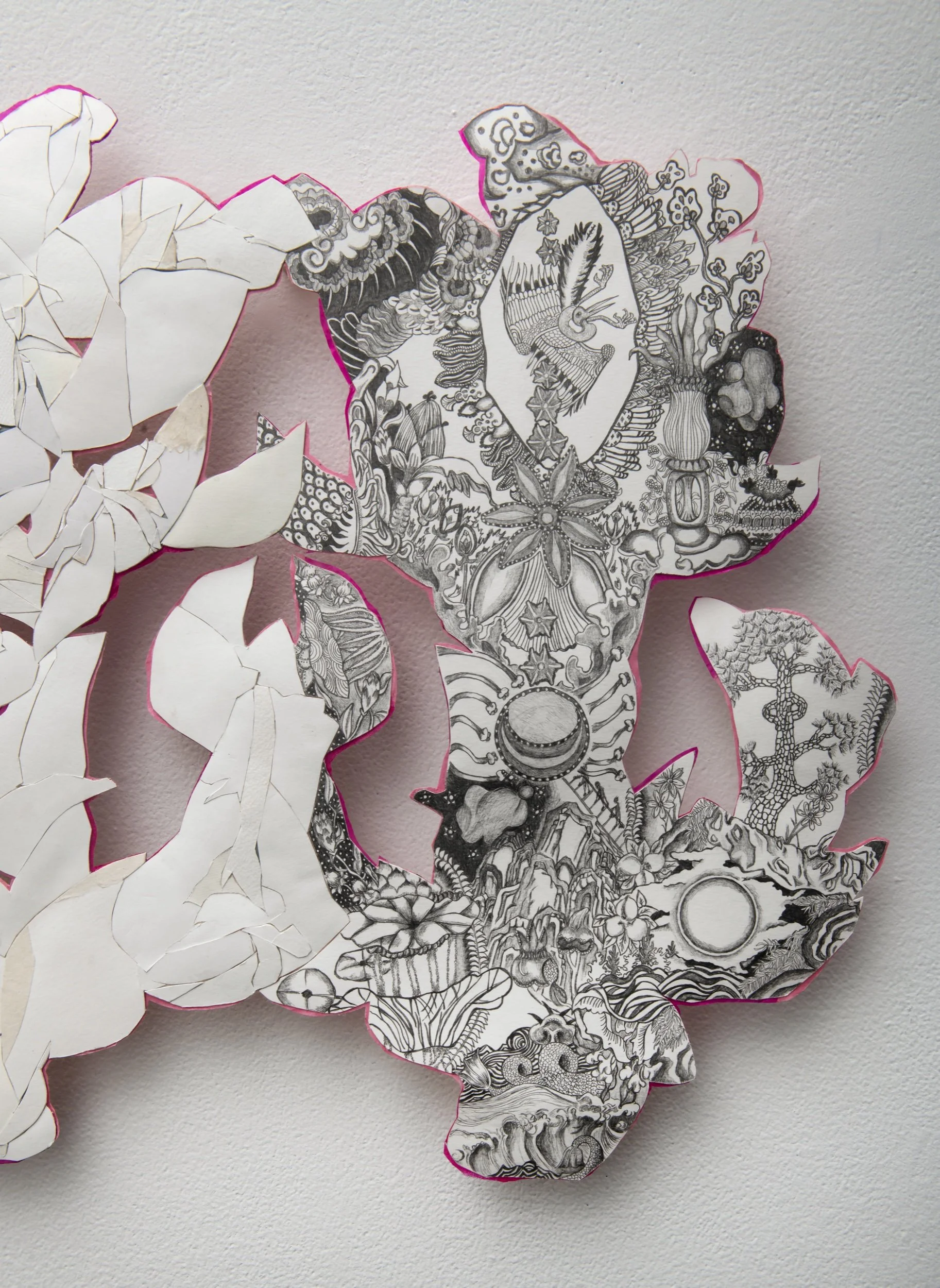 An Offering for Repose, pencil, paper, hanji, 20.5 x 18 inches, 2025 (detail)
