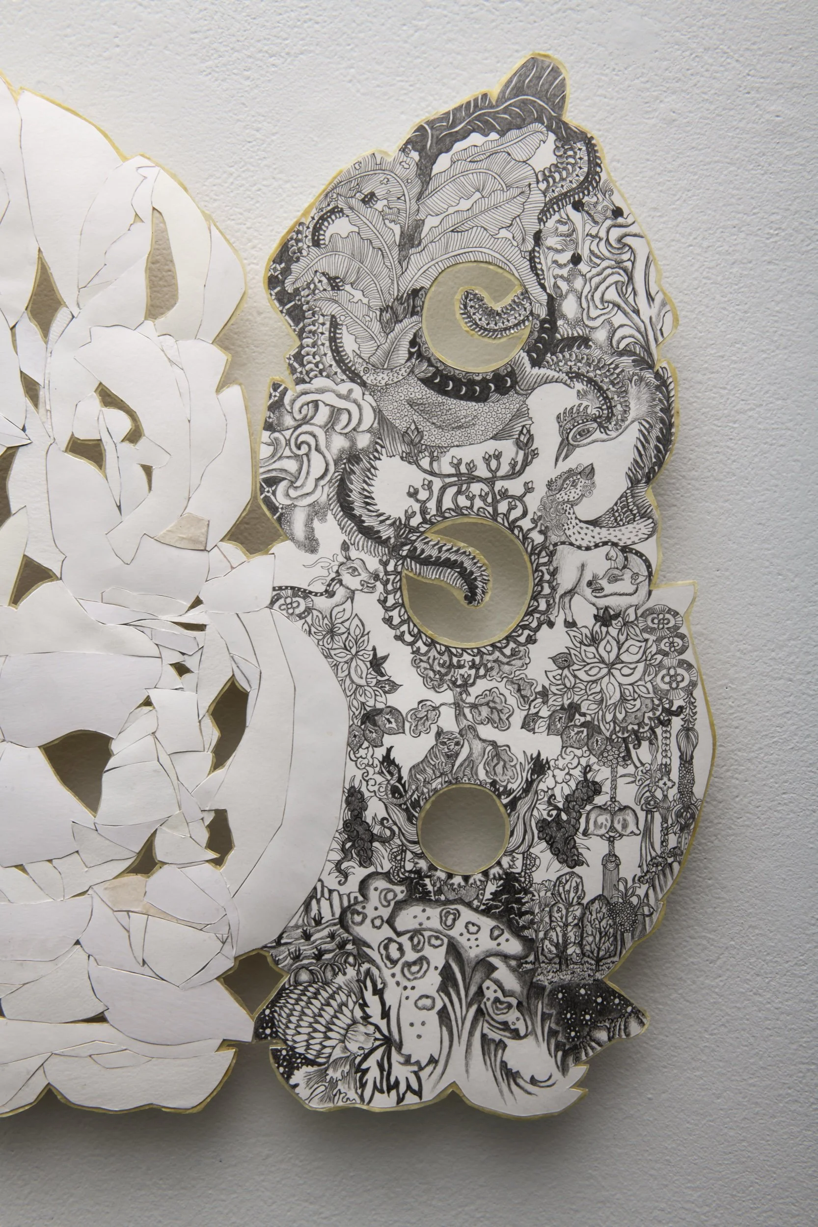 Votive Lungs, pencil, paper, hanji, 18 x 15.5 inches, 2025 (detail)