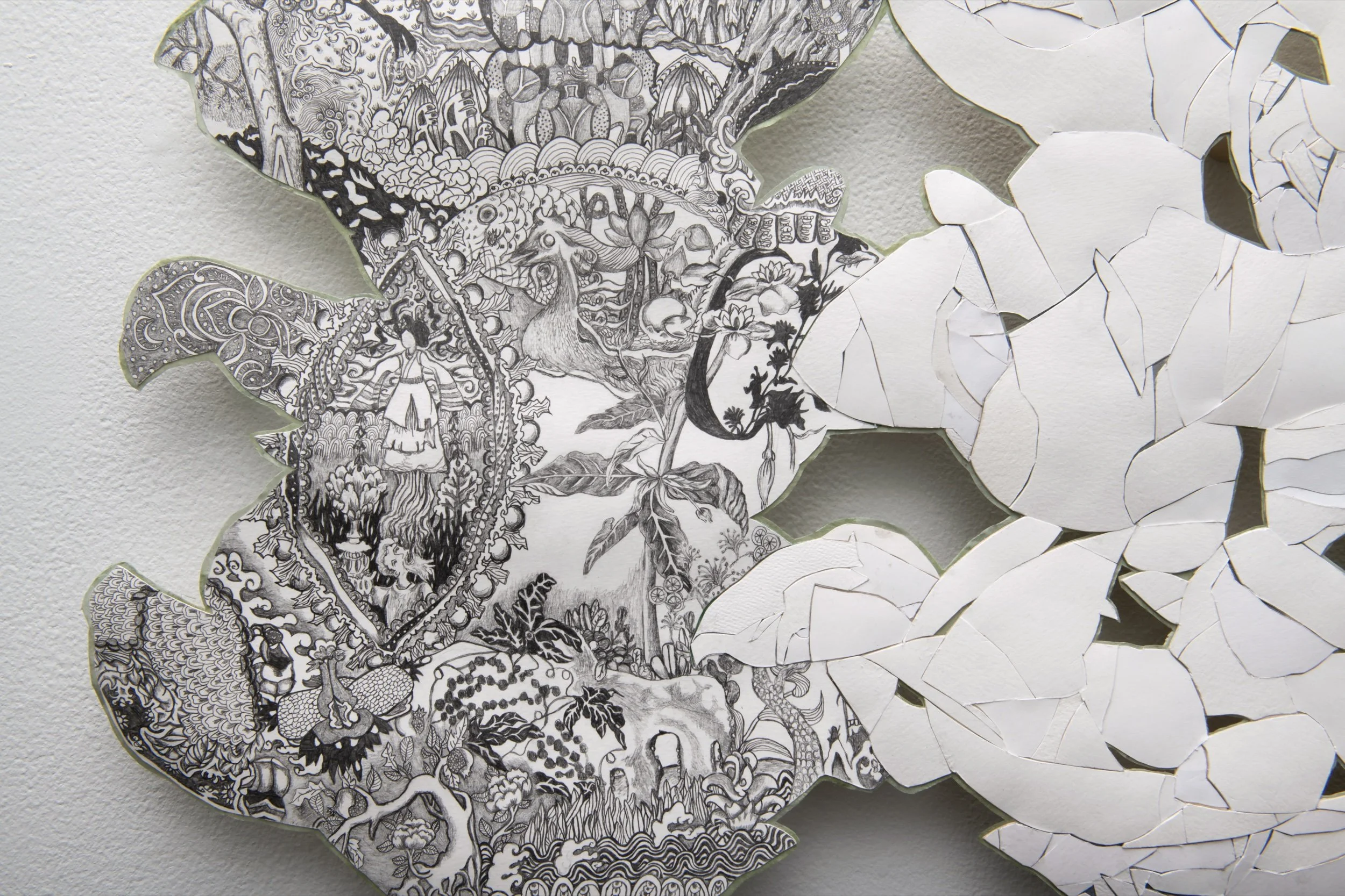 Devotional, pencil, paper, hanji, 22 x 17 inches, 2025 (detail)