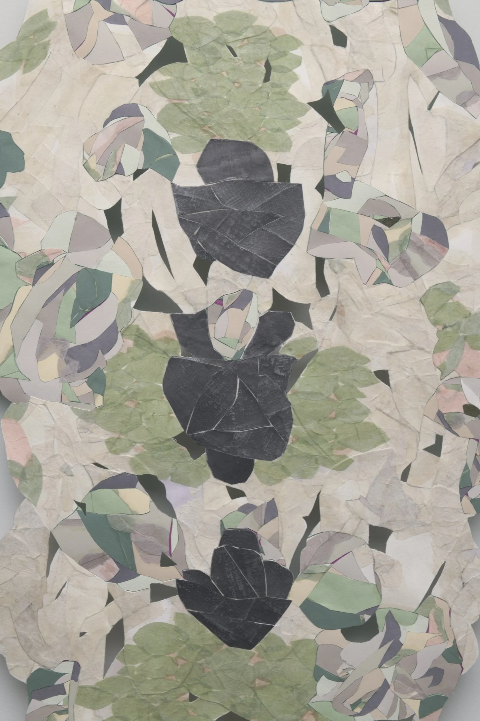 Votive I, hanji, graphite, silk, paper, 51 x 25.5 inches, 2024 (detail)