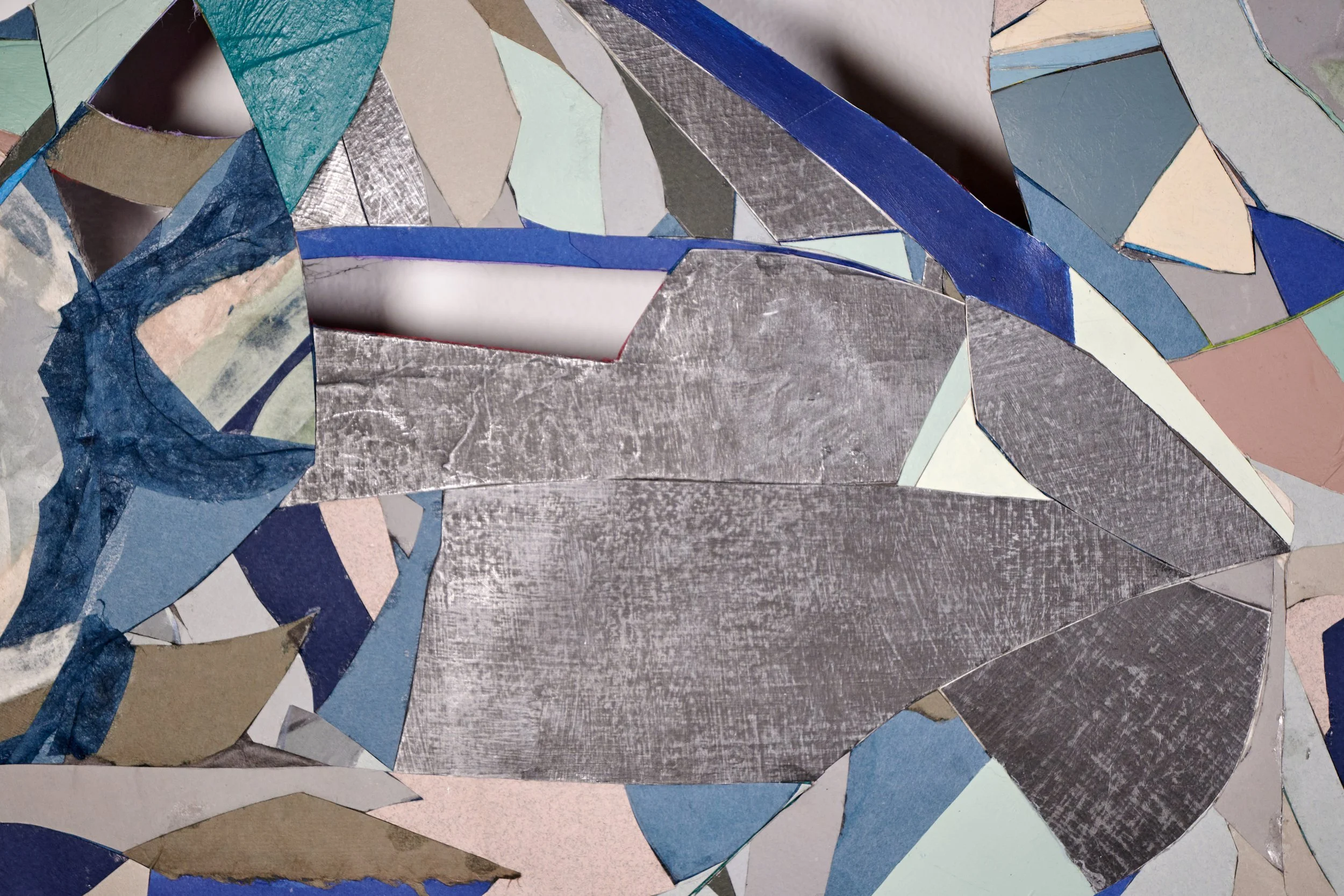 Ship-breaking, hanji, graphite, silk, paper, mineral paint, 85 x 83 inches, 2023 (detail)