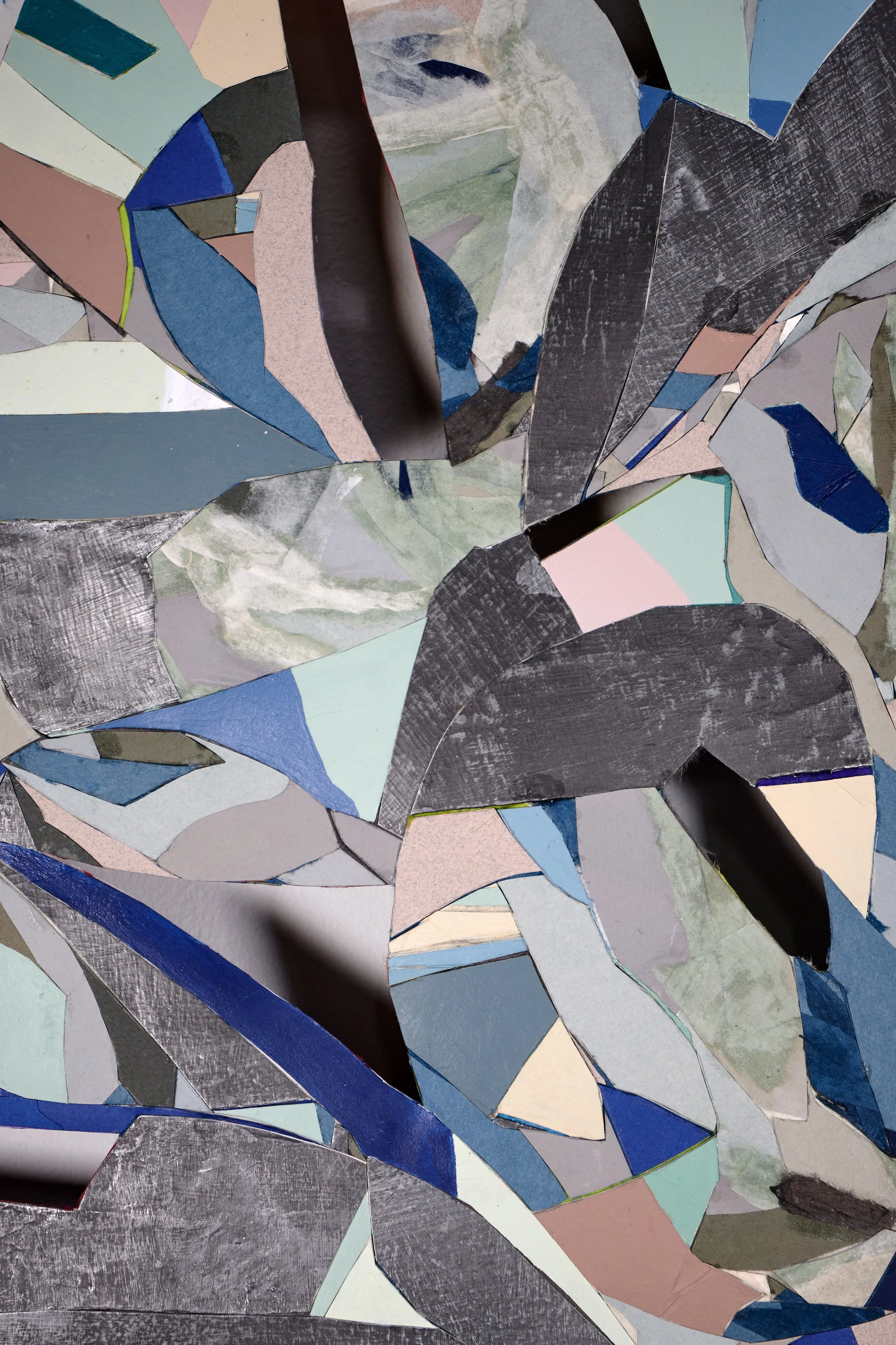 Ship-breaking, hanji, graphite, silk, paper, mineral paint, 85 x 83 inches, 2023 (detail)