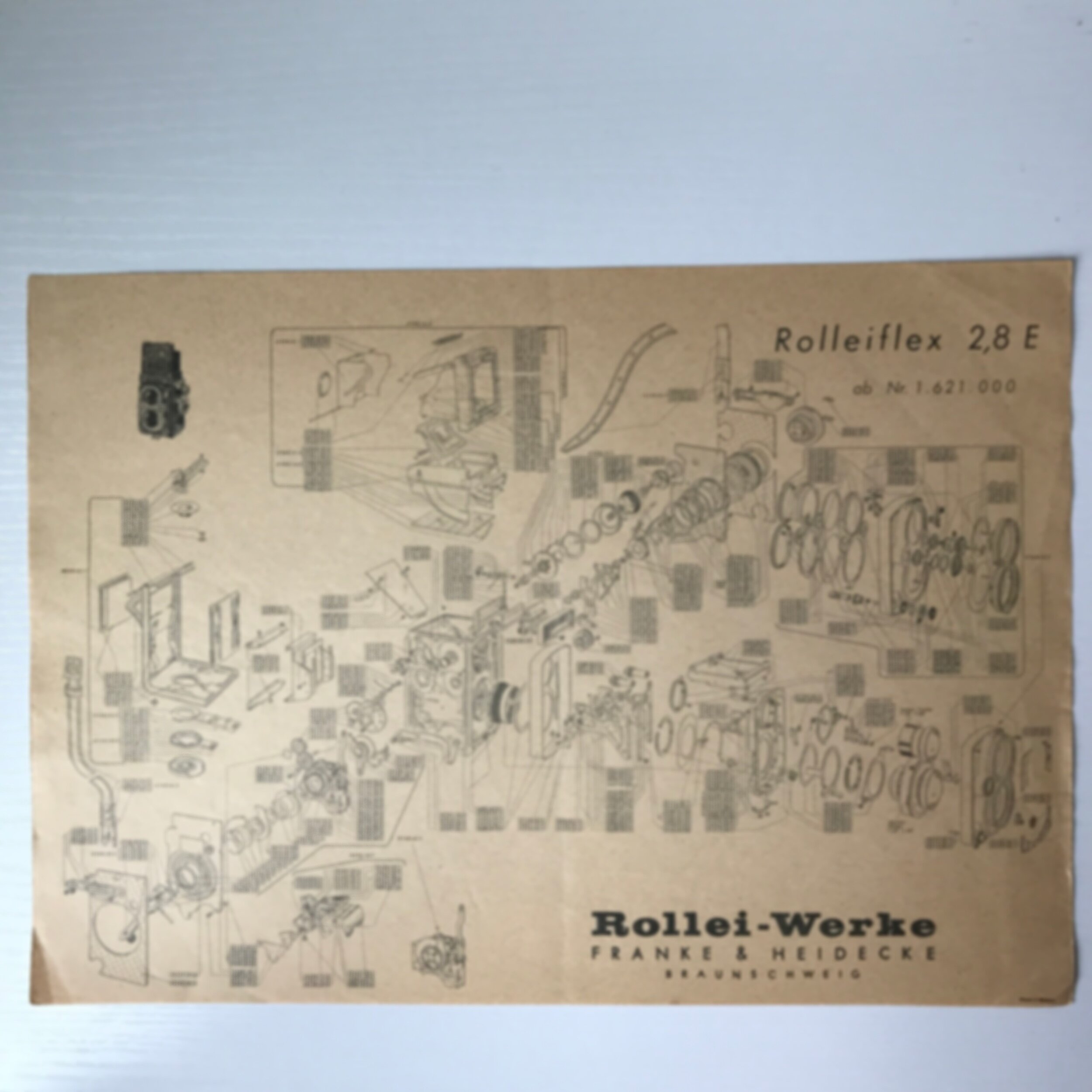 Exploded Diagram Schematic Rolleiflex 2.8 D TLR Franke & Heidecke OEM Poster 