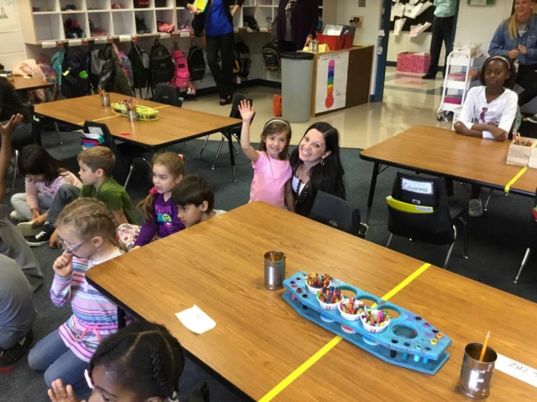 Joni with her daughter's kindergarten class.
