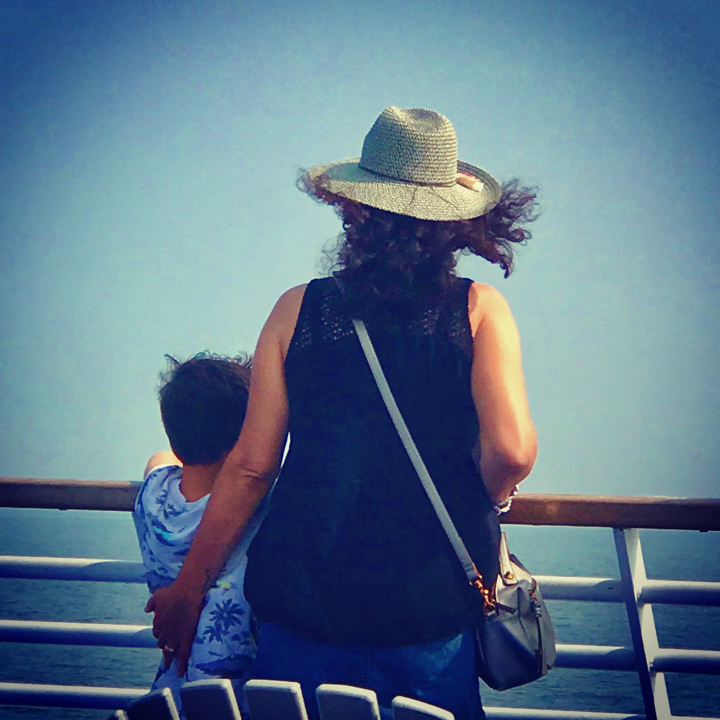 Wendy and her youngest, Noah, on the ferry.
