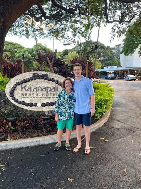 With her son in Hawaii