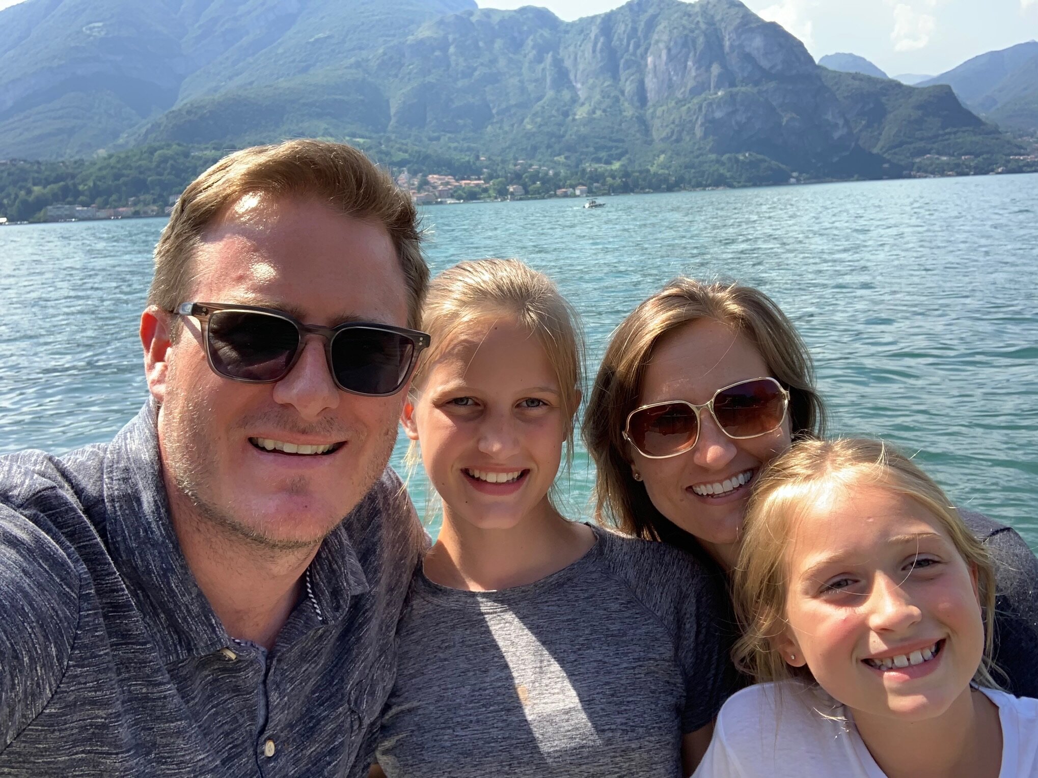 The whole family on Lake Como