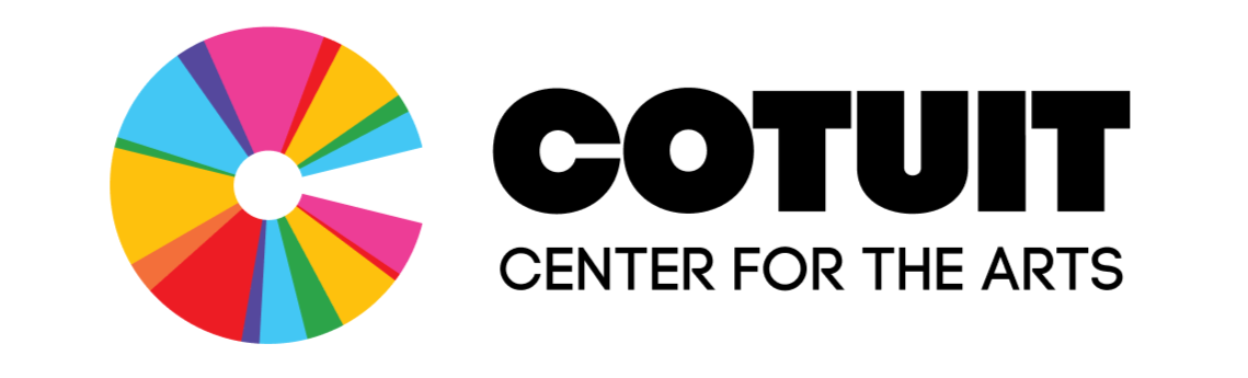 Logo for Cotuit Center for the Arts. Logo features a multicolored "C" and black sans serif typeface spelling out the words "Cotuit Center for the arts"