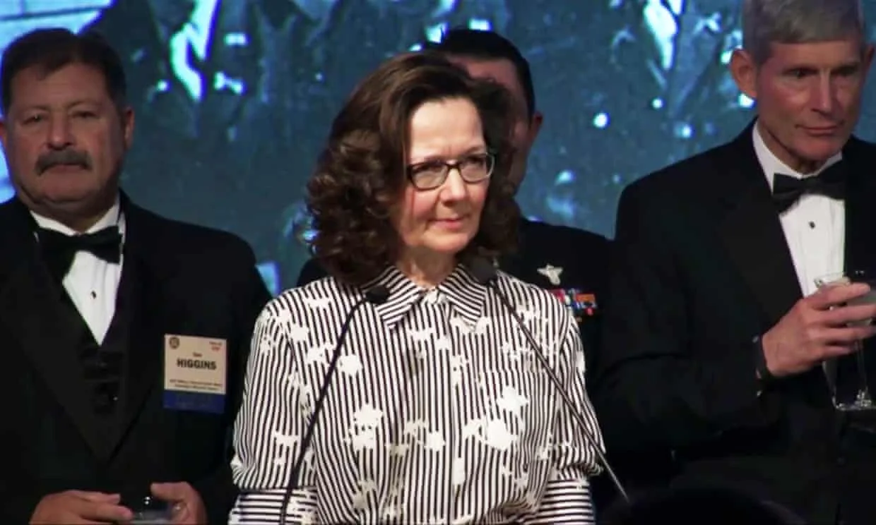 Gina Haspel speaking at the William J Donovan award dinner in Washington DC in October 2017. Photograph: Handout/AFP/Getty Images
