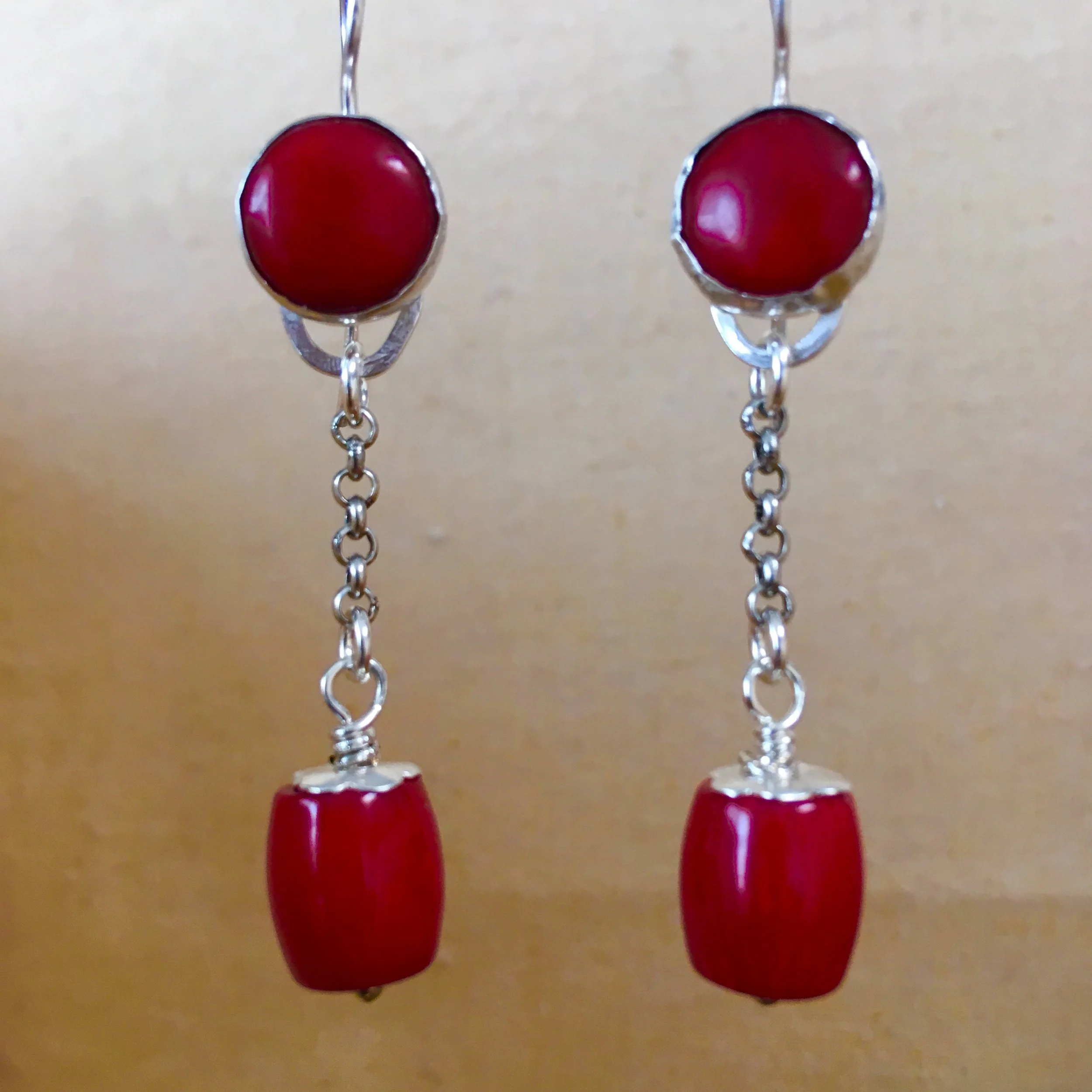 Red Bamboo Coral Earrings