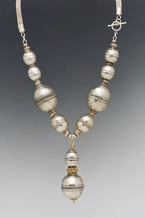 Antique Turkoman Silver Bead Necklace