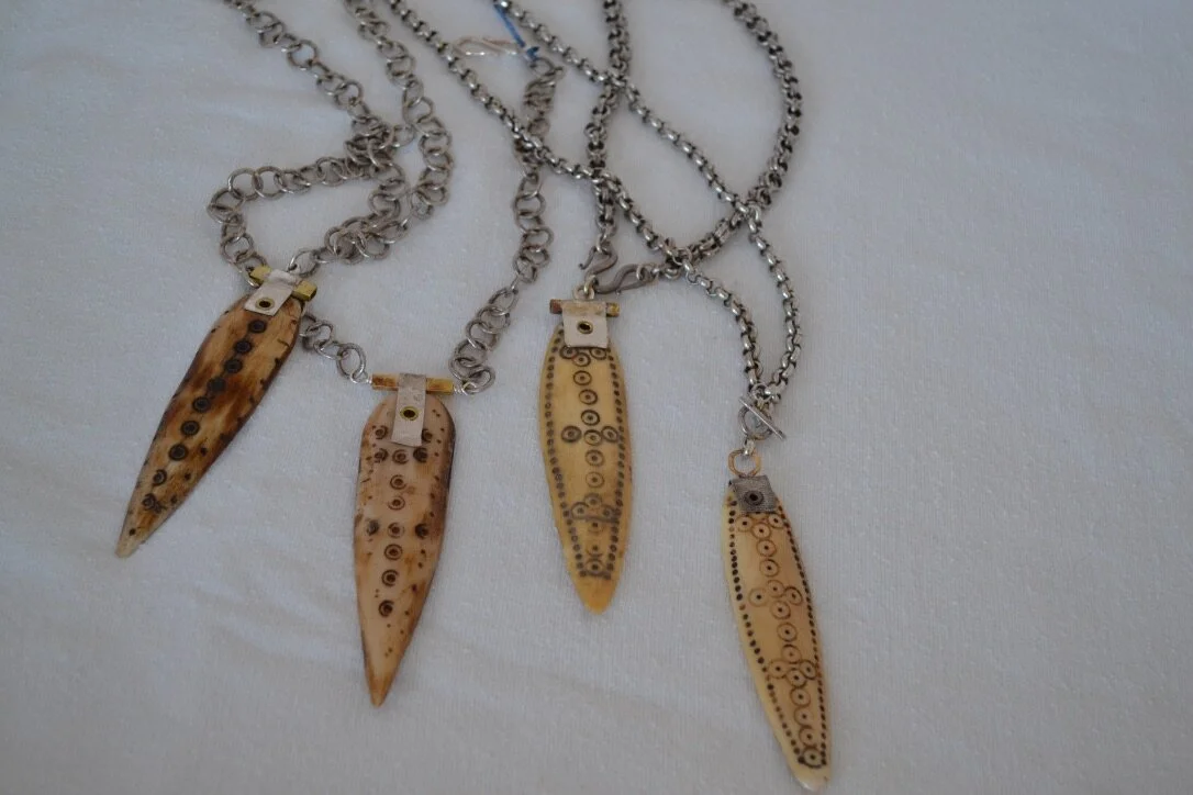Dinka (Ethiopia) Tribal Bone Pendant Necklaces 