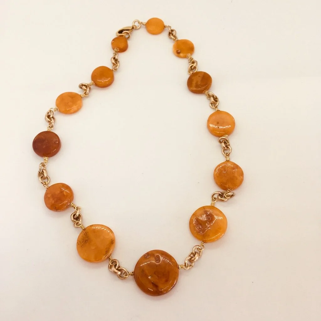 Necklace - Pure Baltic Amber discs 
