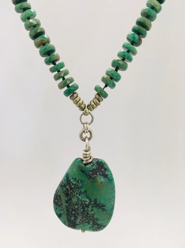 Old Tibetan Turquoise stone bead, turquoise strand Necklace