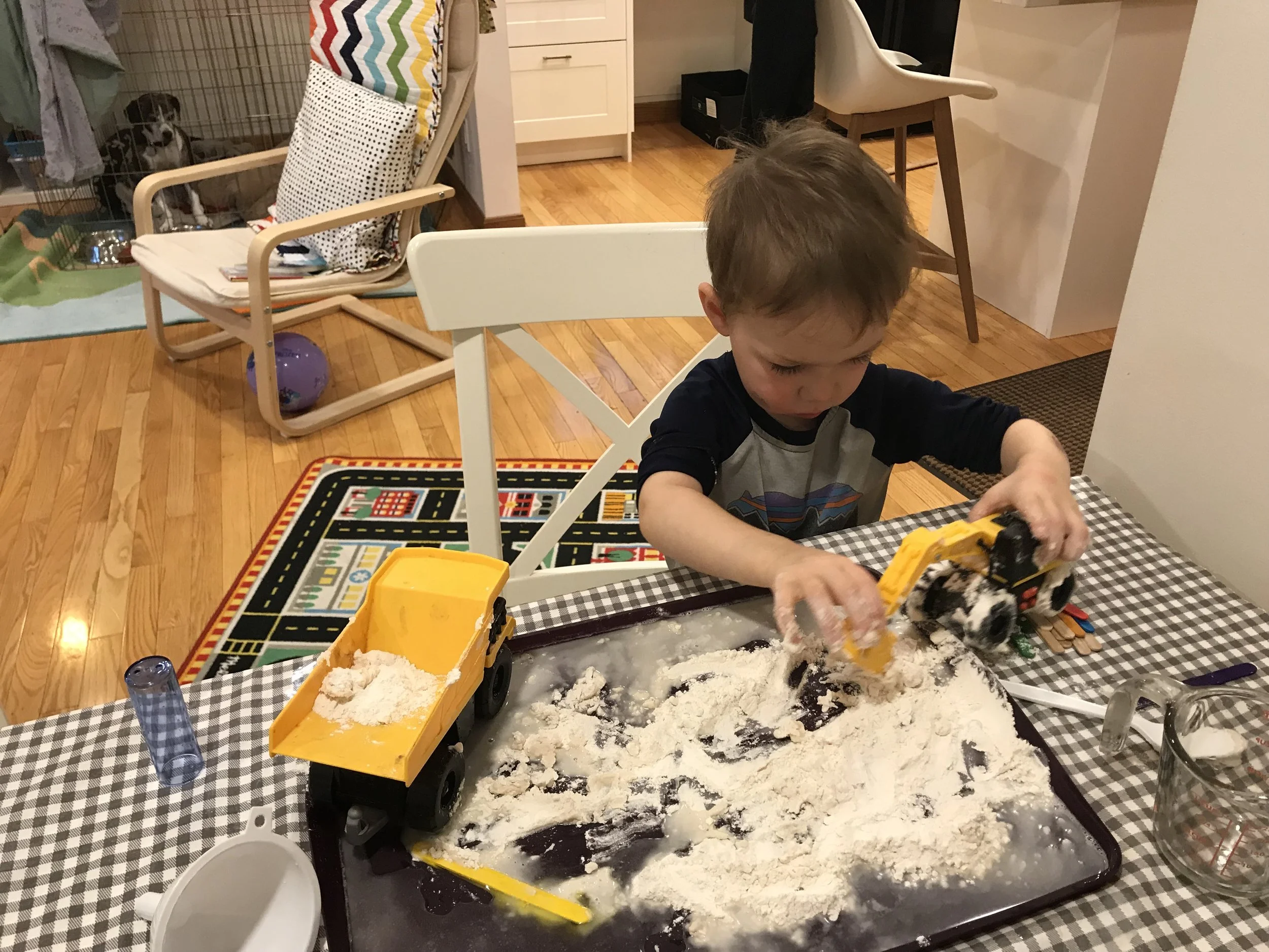 This fun project got thrown on the floor when he decided he was done. Grrr…