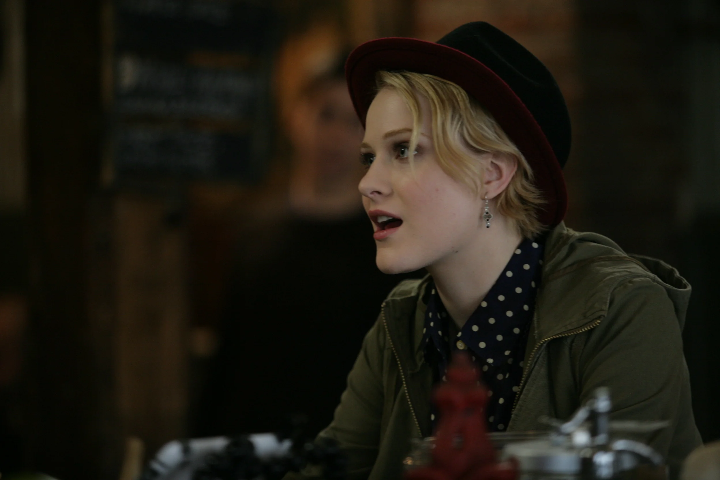 Birdie in Hat and Polkadot Blouse.JPG