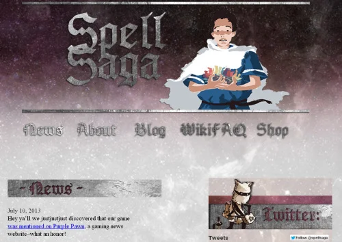 2013 screenshot of the 2nd Spell Saga website