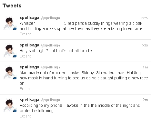 2013 Tweets by Todd from the now defunct Spell Saga Twitter feed