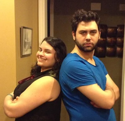2013 Lauren (left) and Todd after discussing Spell Saga at their Aunt Cidny’s house.