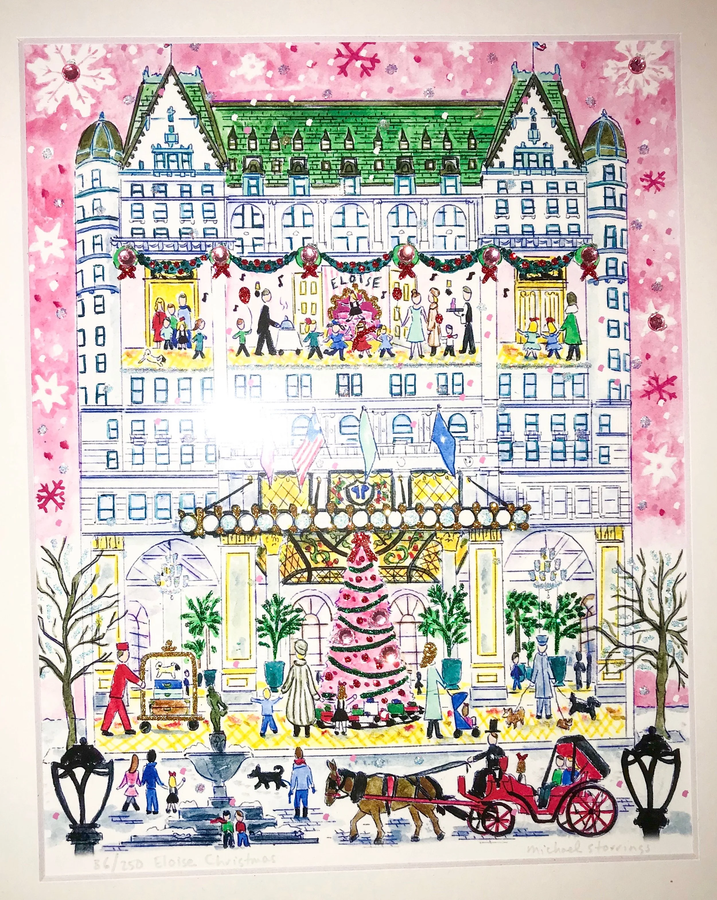Michael stirrings does an Eloise print every year, and this is his print from 2018 of the Eloise Suite at Christmas!