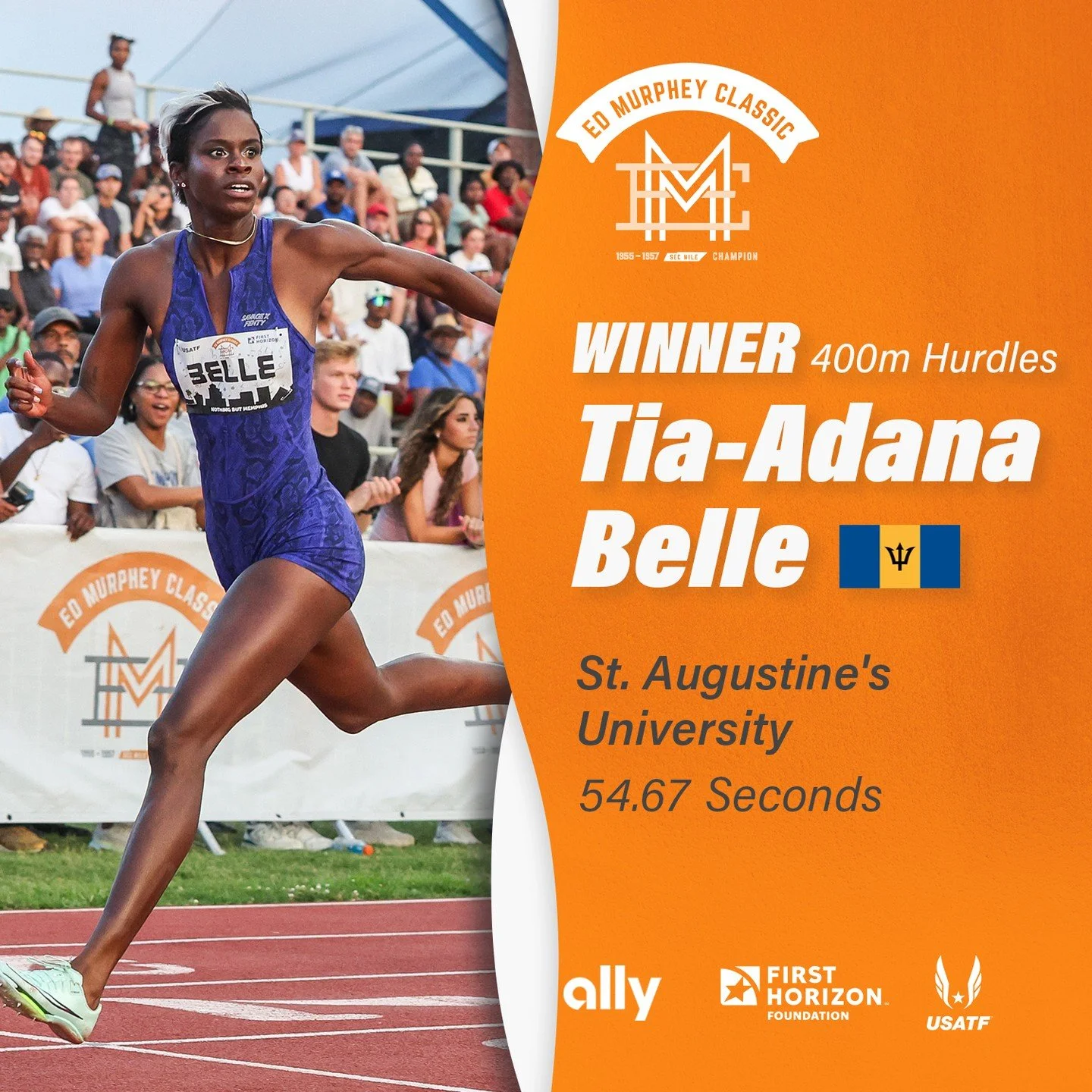 Tia-Adana Belle owned every hurdle and every step of the 400m Hurdles, finishing in 54.67 seconds! #EdMurpheyClassic @tia_adanabelle