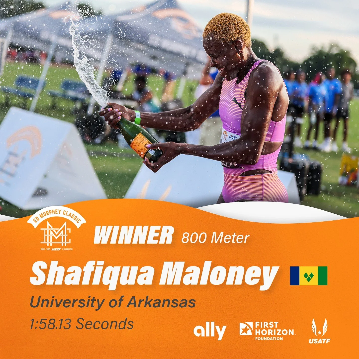 Shafiqua Maloney stormed through the women&rsquo;s 800m with a winning time of 1:58.13! #EdMurpheyClassic @shaf400mx2