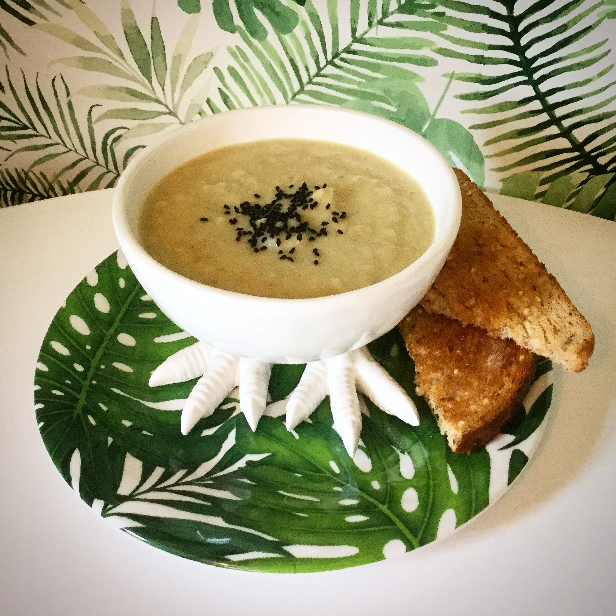 My Chicken-Free Easter Chick Themed Vegetarian Roast Parsnip and Broccoli And Apple Mint Soups.