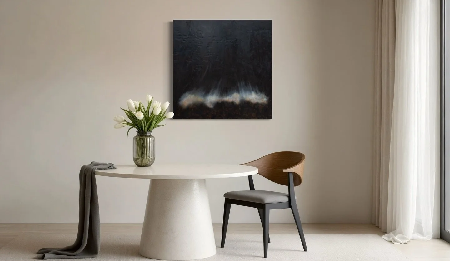 Simple. Quiet. Impactful in a space.

Held Light - Violet Storm no. 1 &mdash; 36 &times; 36
Encaustic &amp; oil

DM or email me&mdash;I&rsquo;d be happy to share a catalog of available works from the new collection.