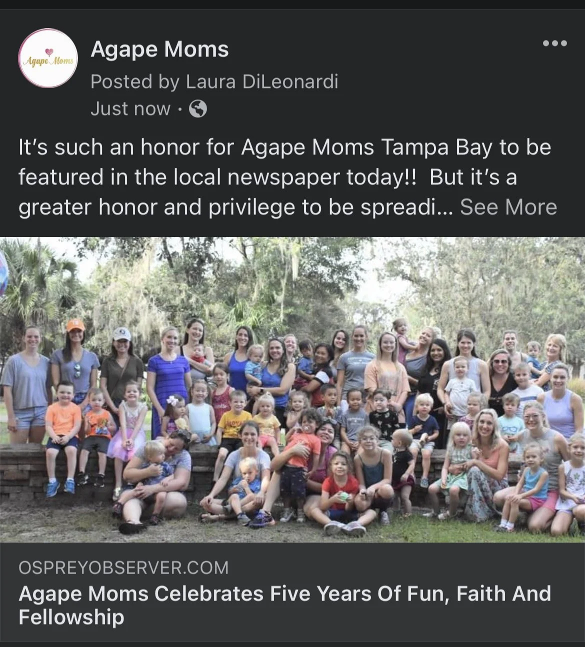 Agape Moms Tampa Celebrates 5 years!