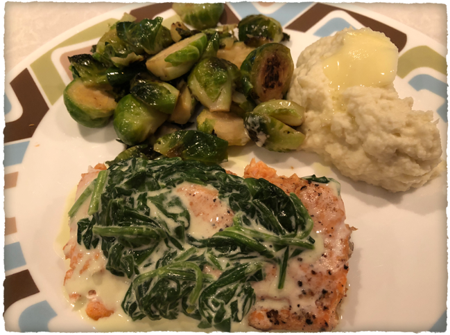 Pan Seared Salmon with Spinach Cream Sauce