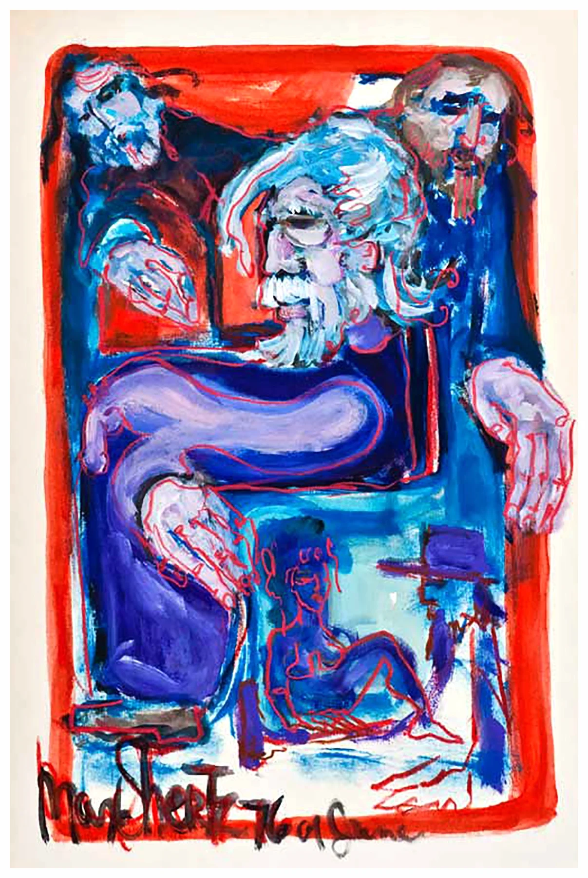 Suzannah And The Elders 1976 36x24 Mixed Medium