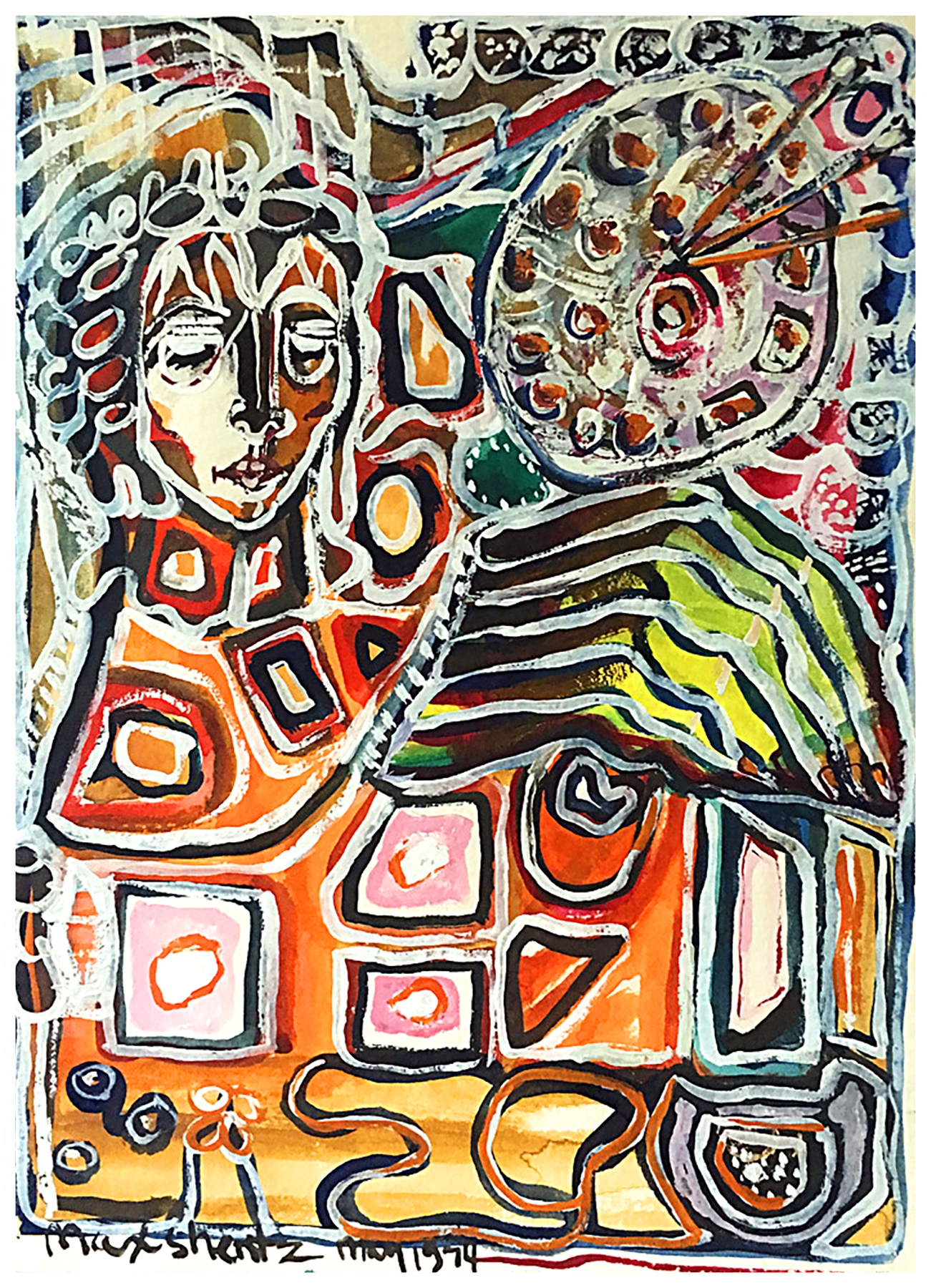 The Mosaic Lady 1974 12x9 Acrylic