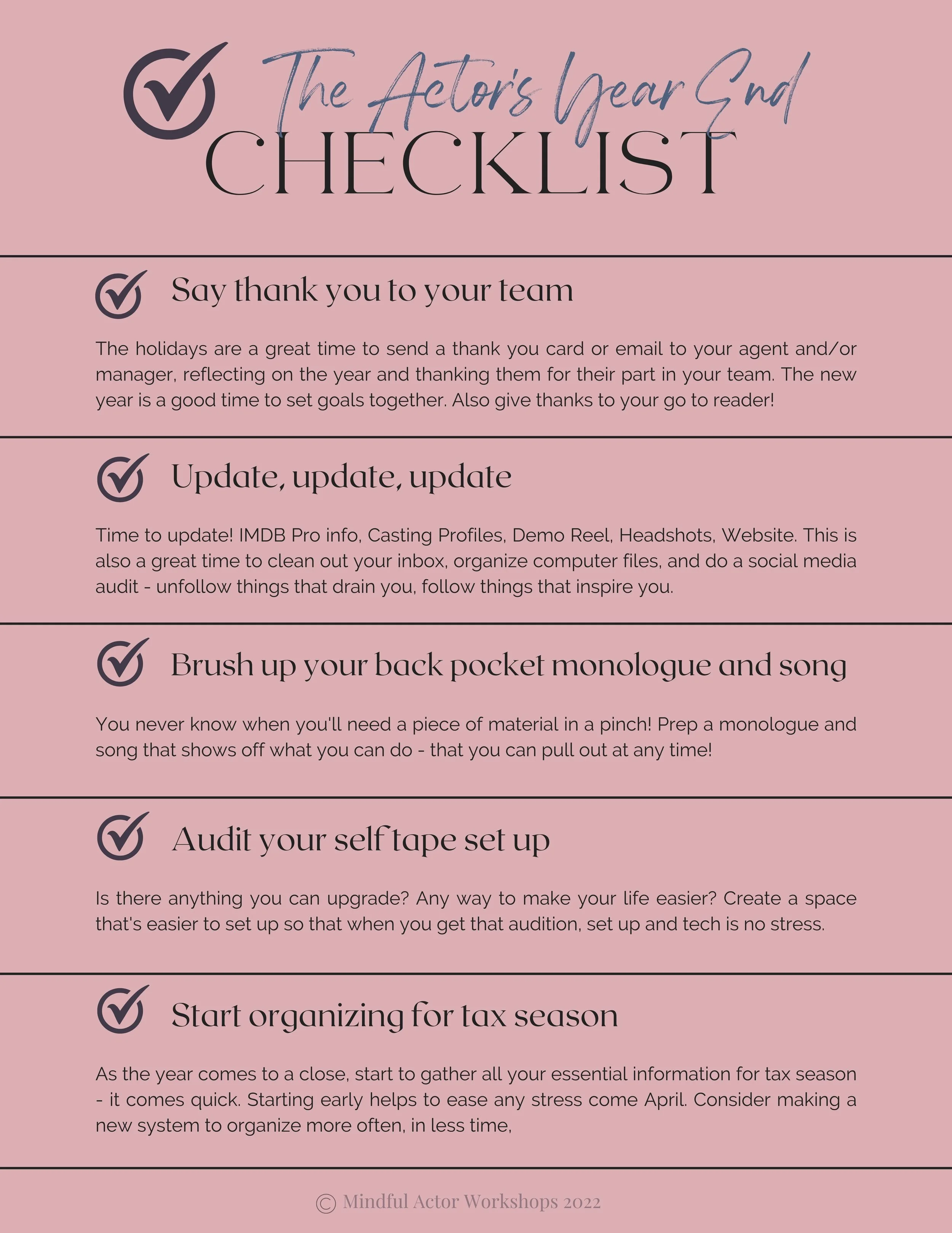 The Actor's Year End Checklist