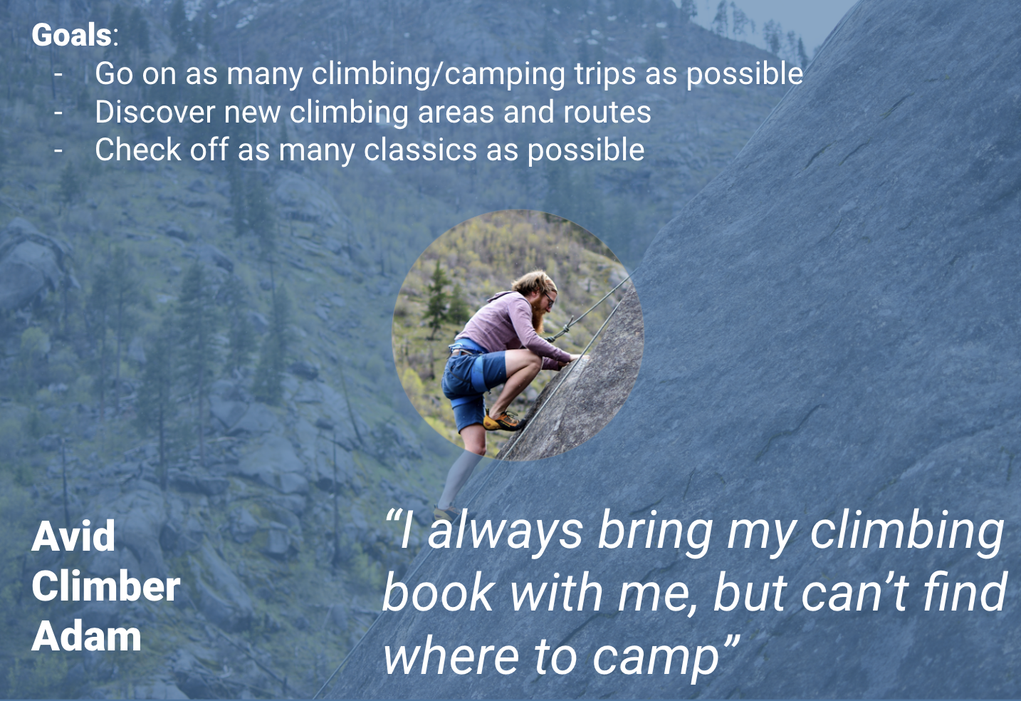 Avid Climber Adam is an experienced climber, looking to explore new routes around Colorado, and track what routes he’s completed.