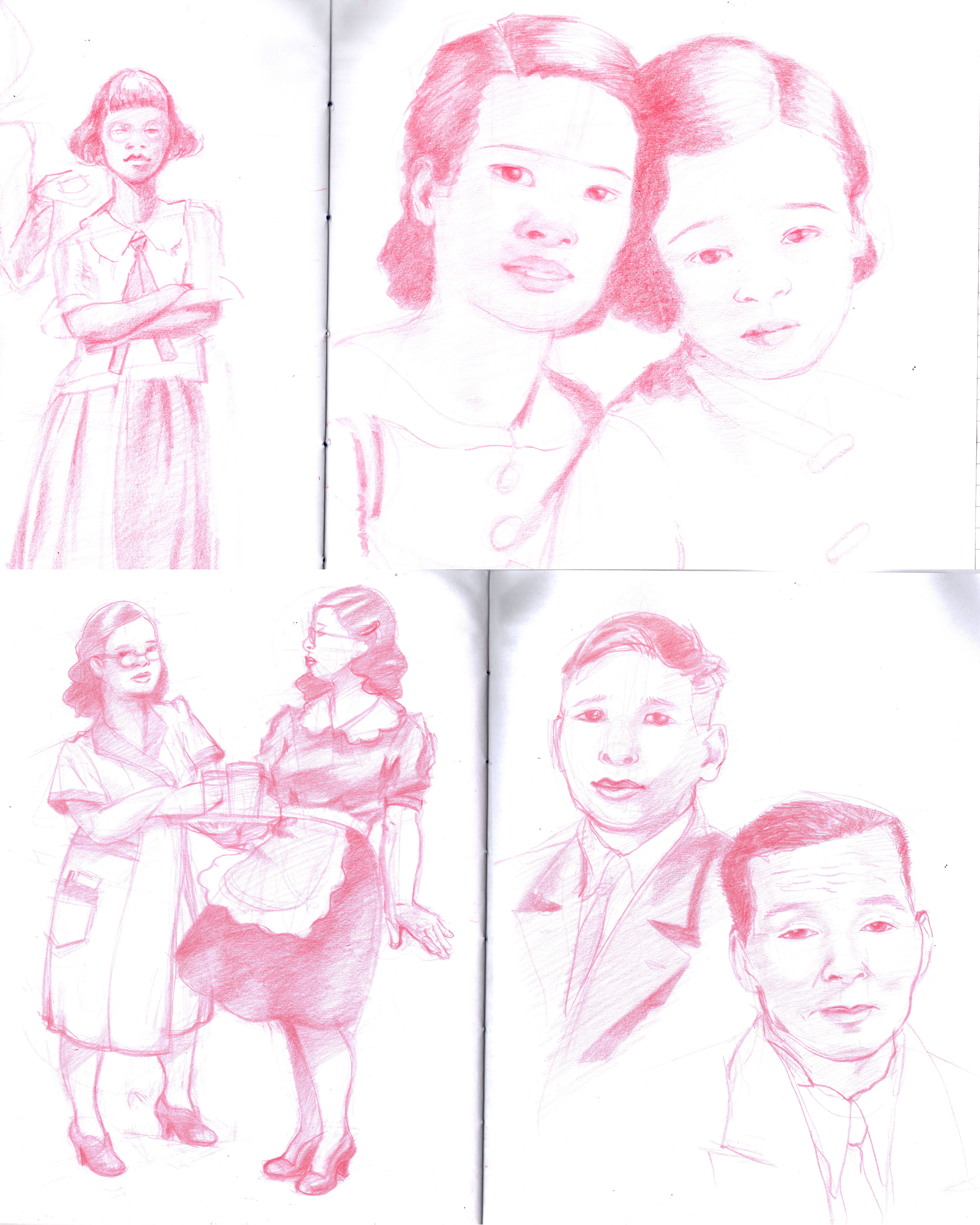 Initial sketches of Mah Hang and Wong Bo Chow.