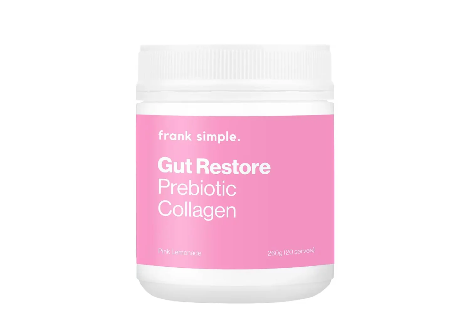 Frank Simple Gut Restore Prebiotic Collagen Pink Grapefruit 260g 20 serves.jpg