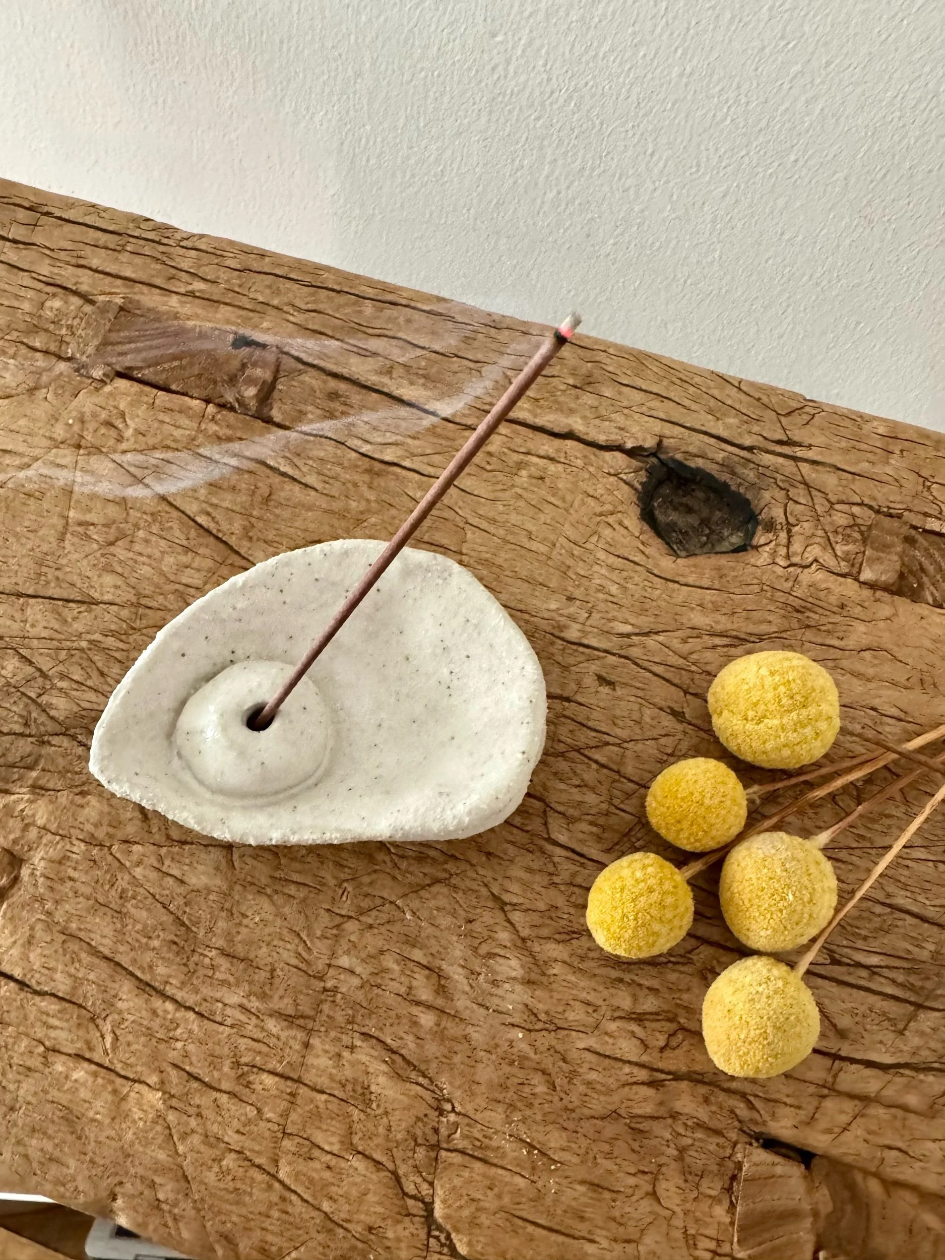 Handmade Stoneware Shell Incense Holder - Oyster - White