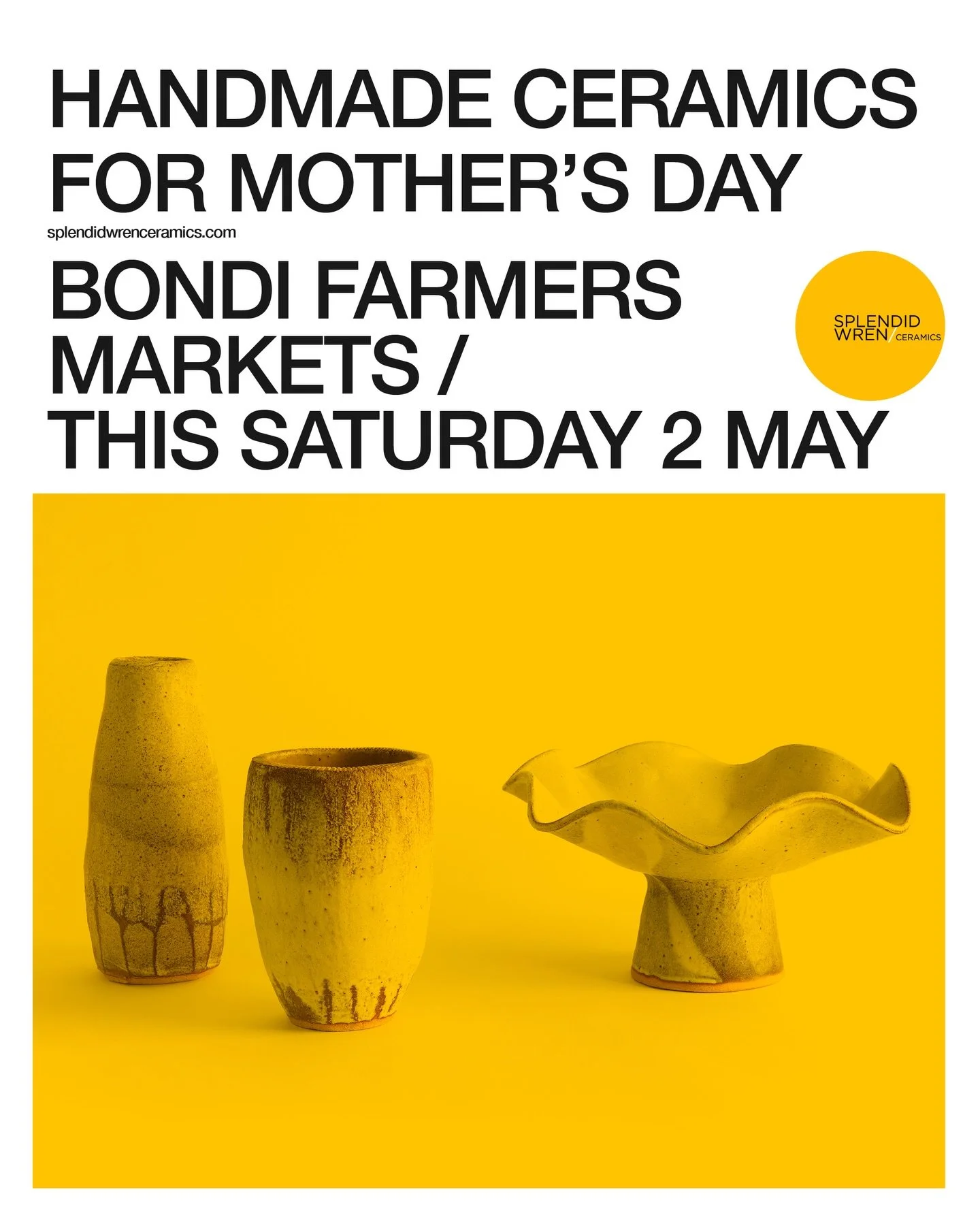 I&rsquo;m excited to be back at @bondifarmersmarket this Saturday May 2, 9am to 1pm with my handmade ceramics just in time for Mother&rsquo;s Day. I&rsquo;ll also have delicious fresh chemical free garlic from @kokopelli_farm__ and I&rsquo;ll be join