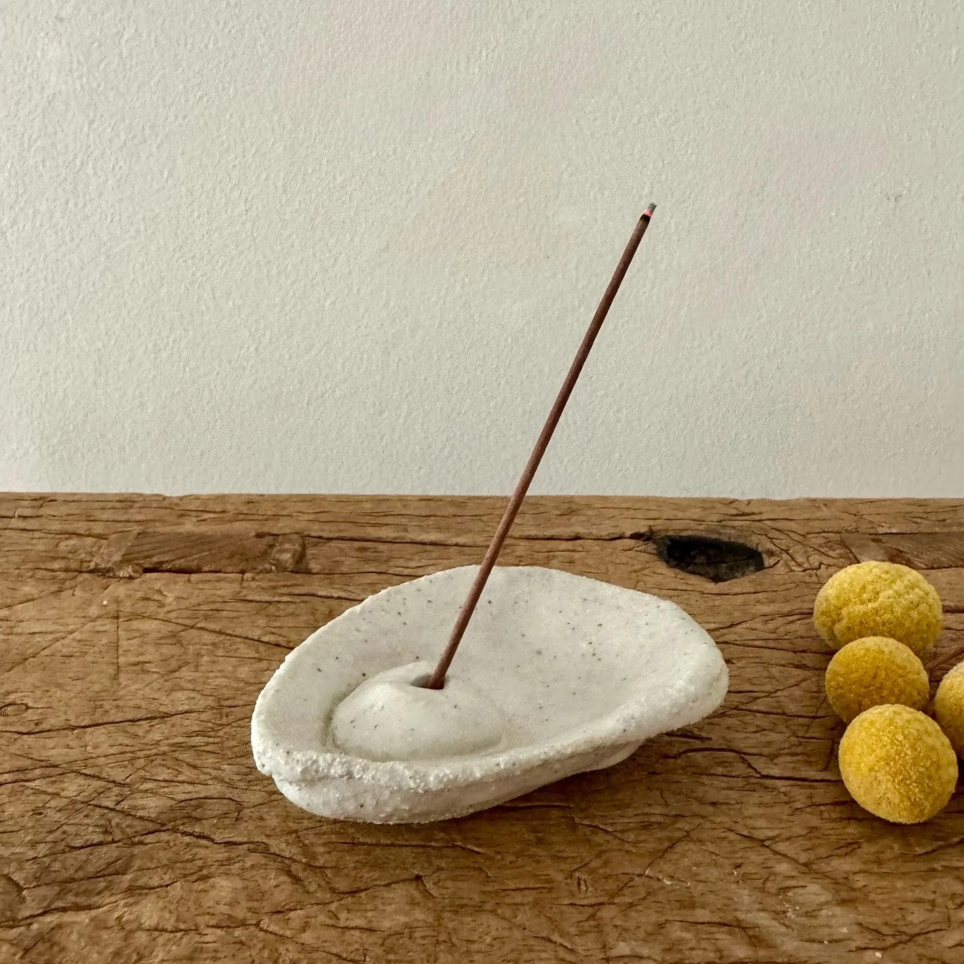Handmade Stoneware Shell Incense Holder - Oyster - White