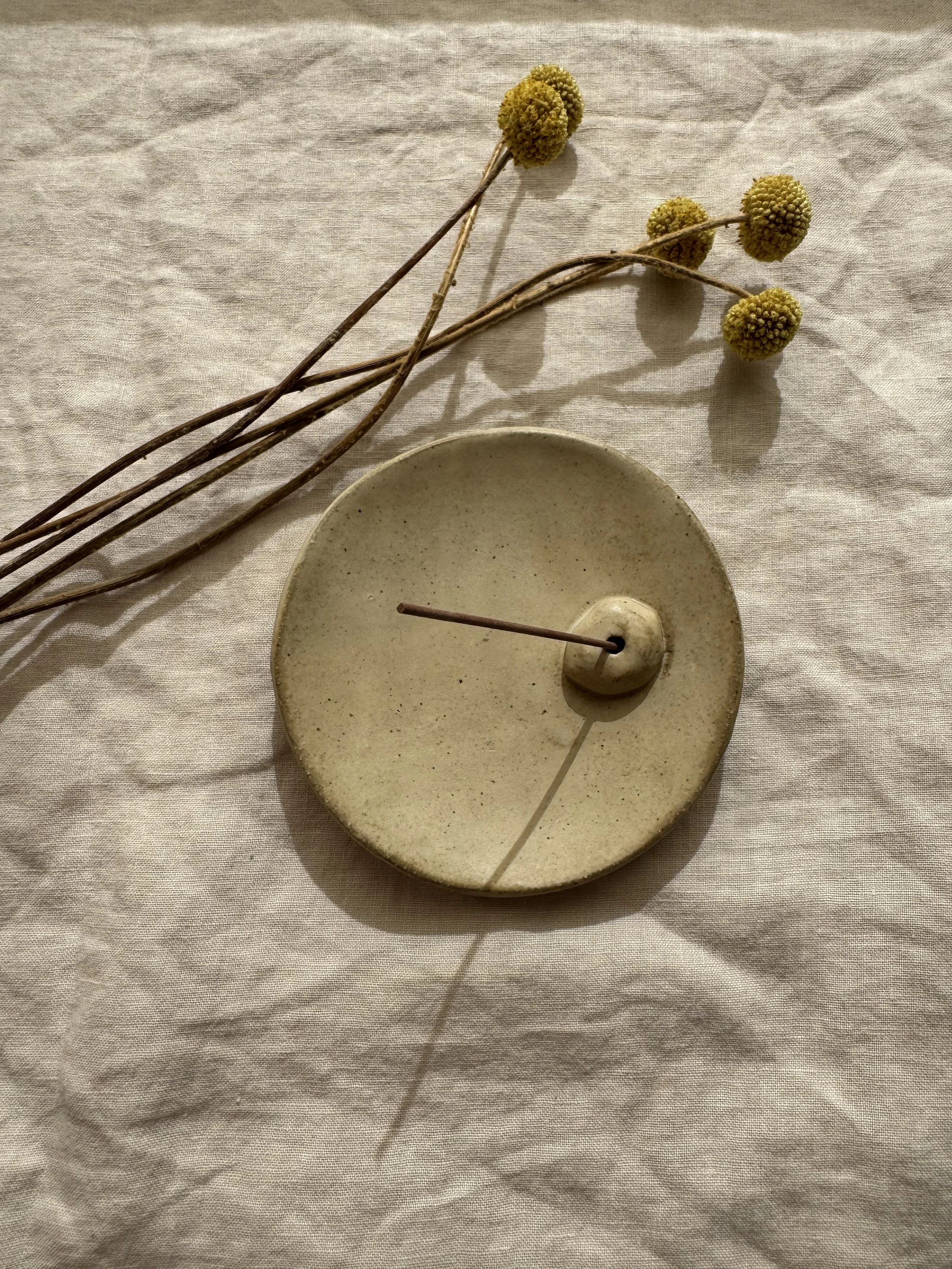 Handmade Stoneware Incense Holder - Ochre