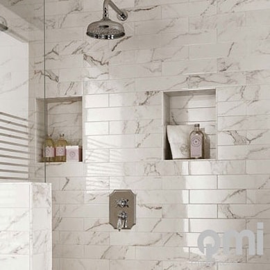 Statuario marble subway tiles now available in store @qmi_tile_and_stone 
#statuariomarble #marbledpattern #subwaytiles #suppliedbyqmi #bathroom #bathroominspo #splashback #dunsborough #swbuilding