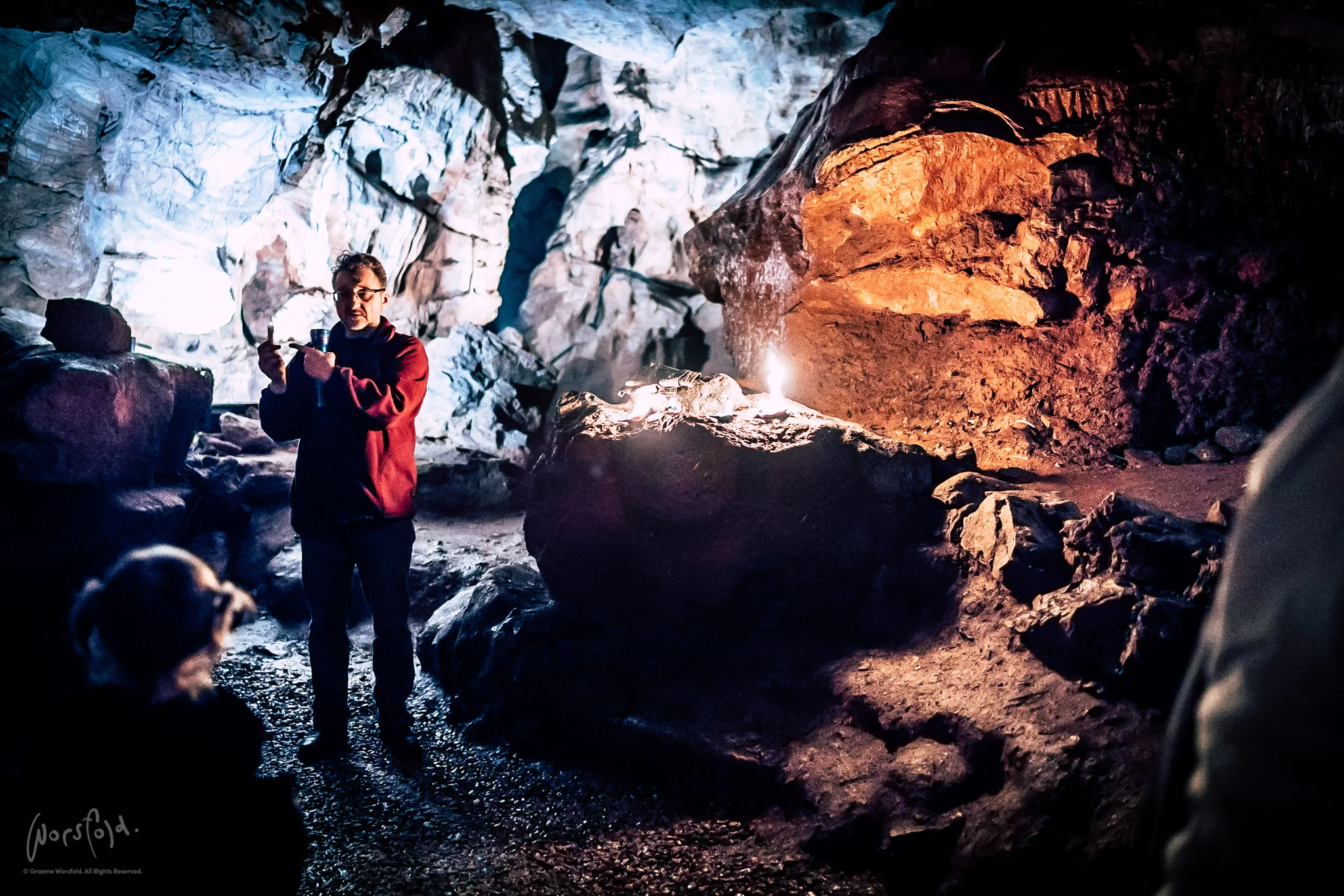 Down in the dark of Kents Cavern.