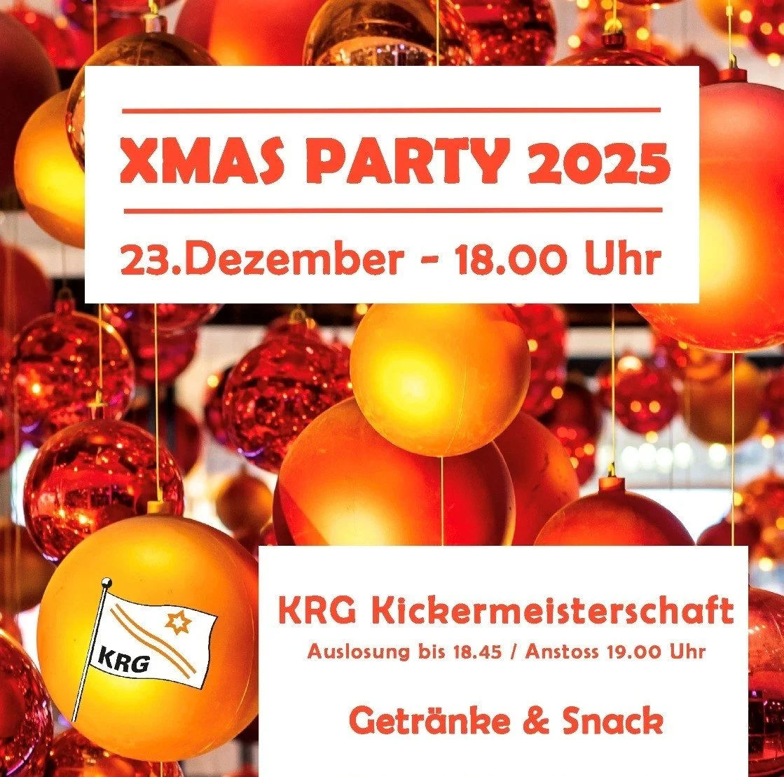 XMas-Party mit KRG Kickermeisterschaft am 23.12.2025 ab 18 Uhr!