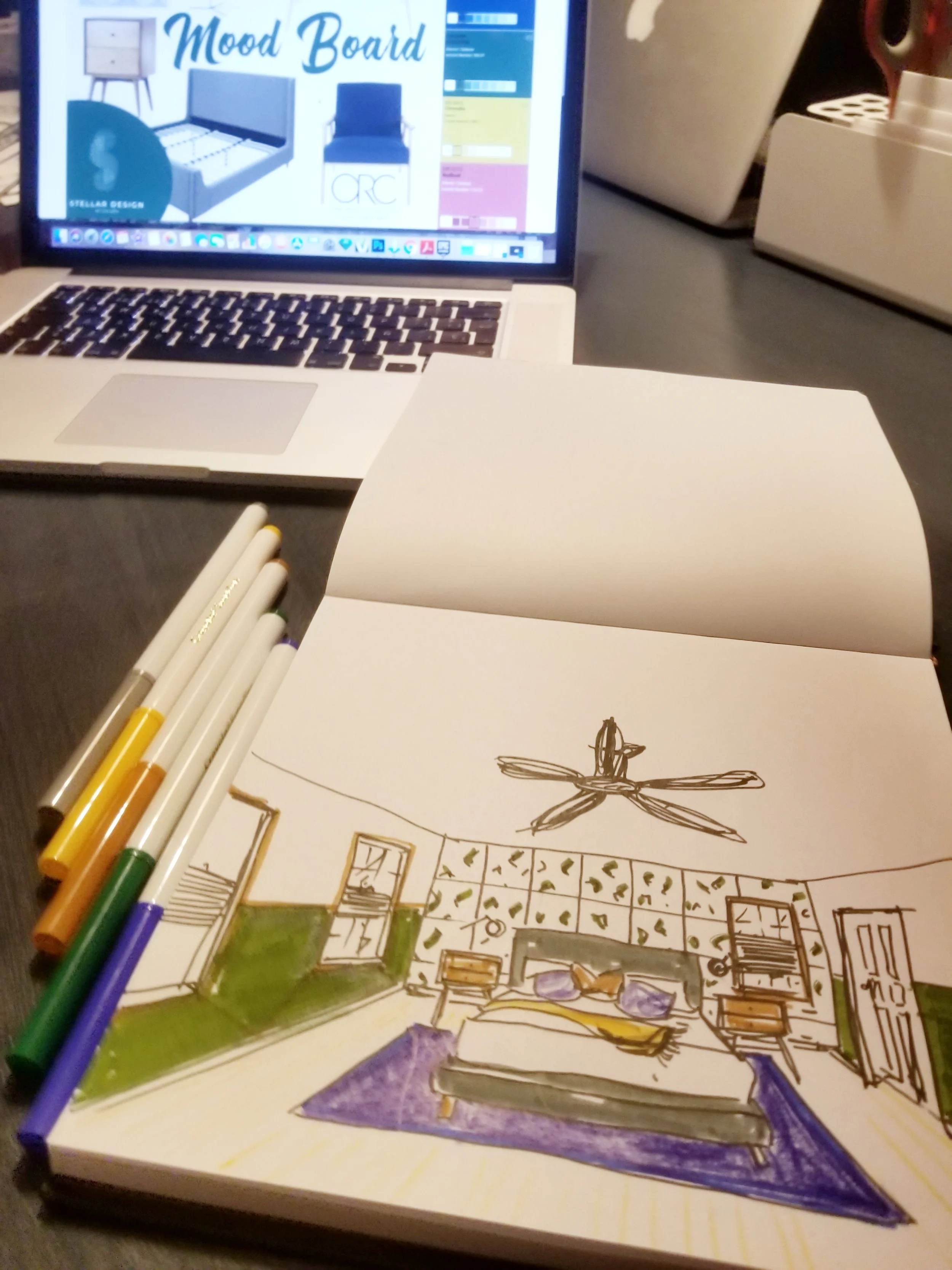Sketching the bedroom