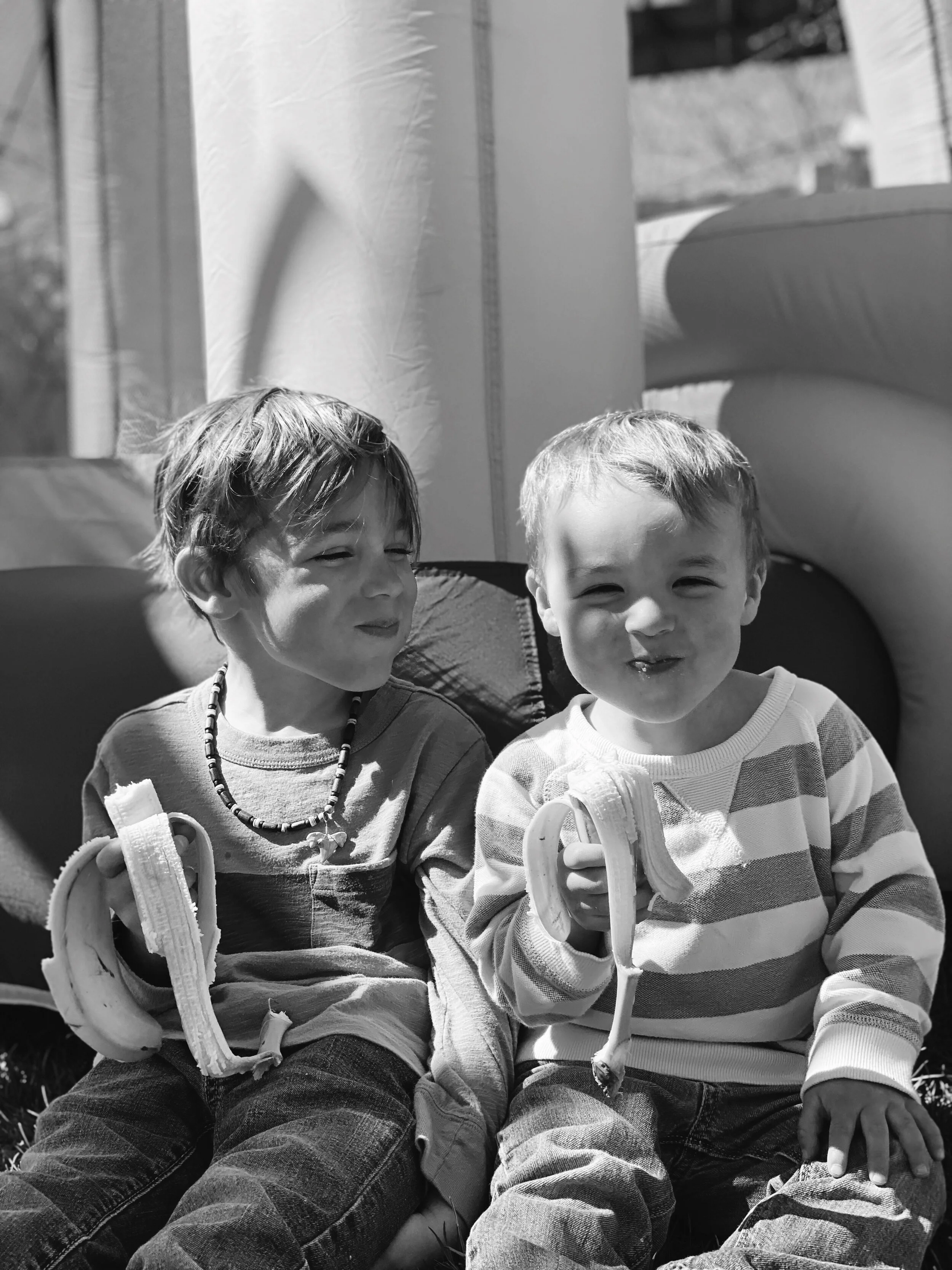 March 26th - Fisher and Sam eating bananas.JPG