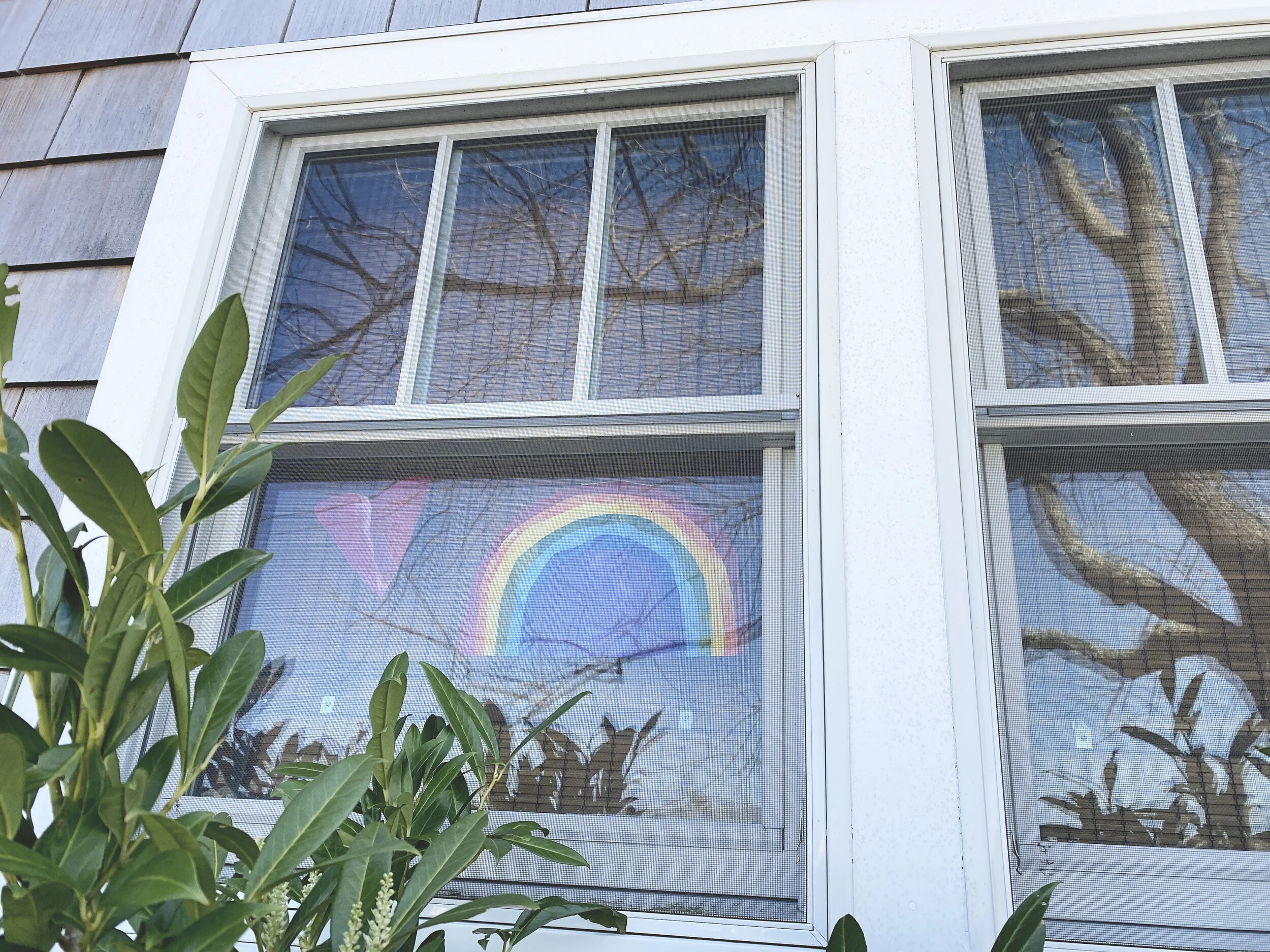March 26th - heart and rainbow in the window.JPG