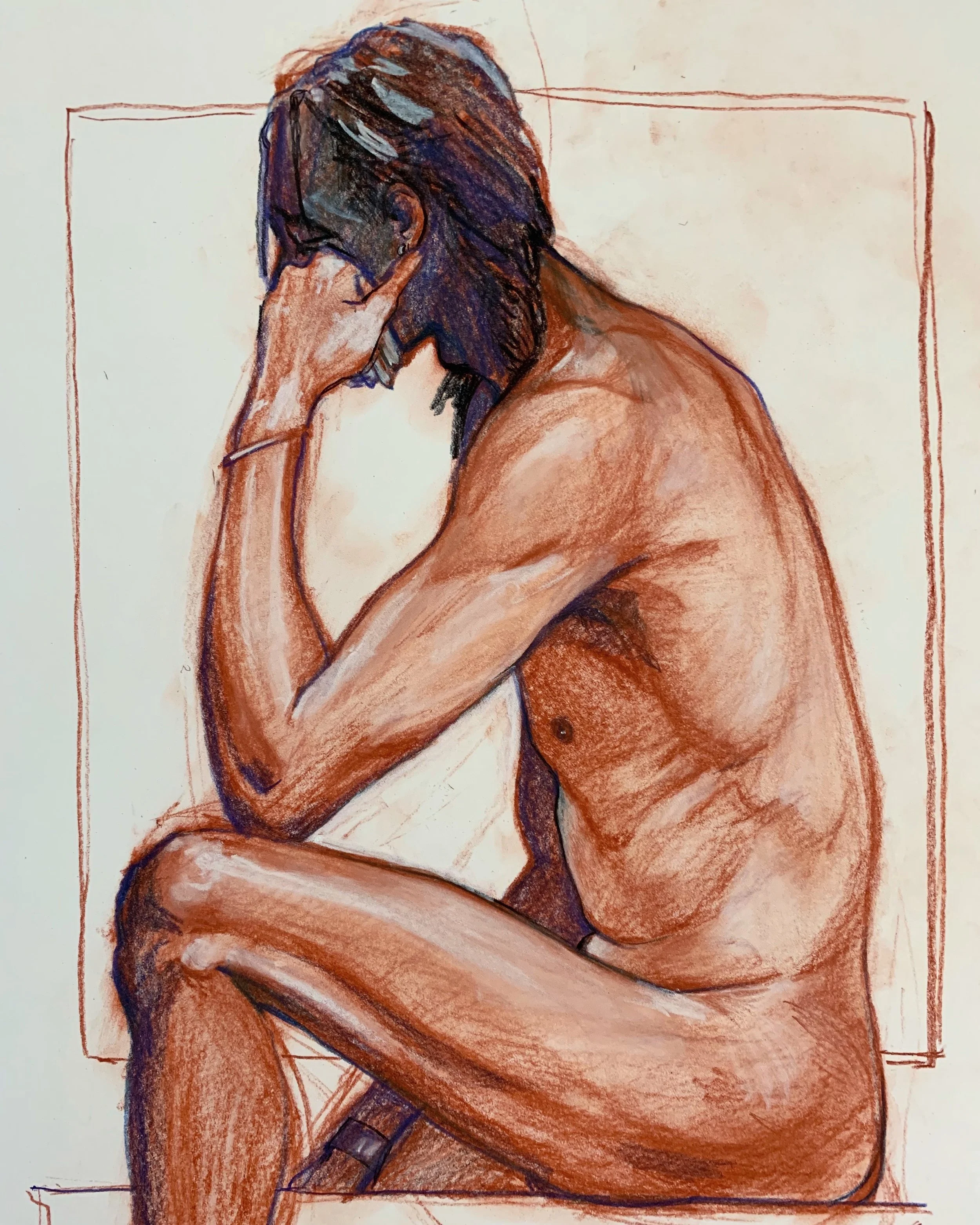 Conte and colored pencil on paper, 18x24”. 2019.