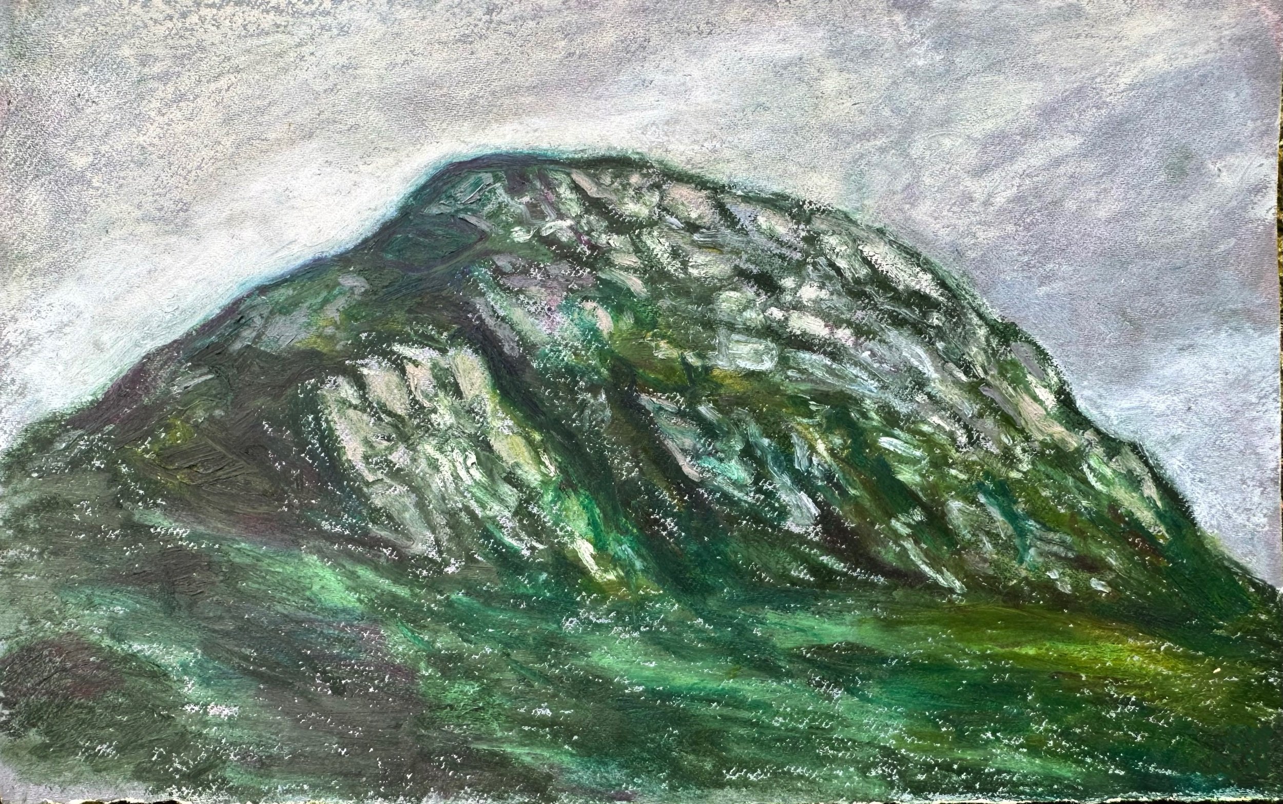 Oil pastel on hand-toned paper 7x10,” drawn plein-air in Connemara, 2023. 