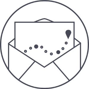 A letter with an envelope and a heart-shaped constellation of stars in the sky.