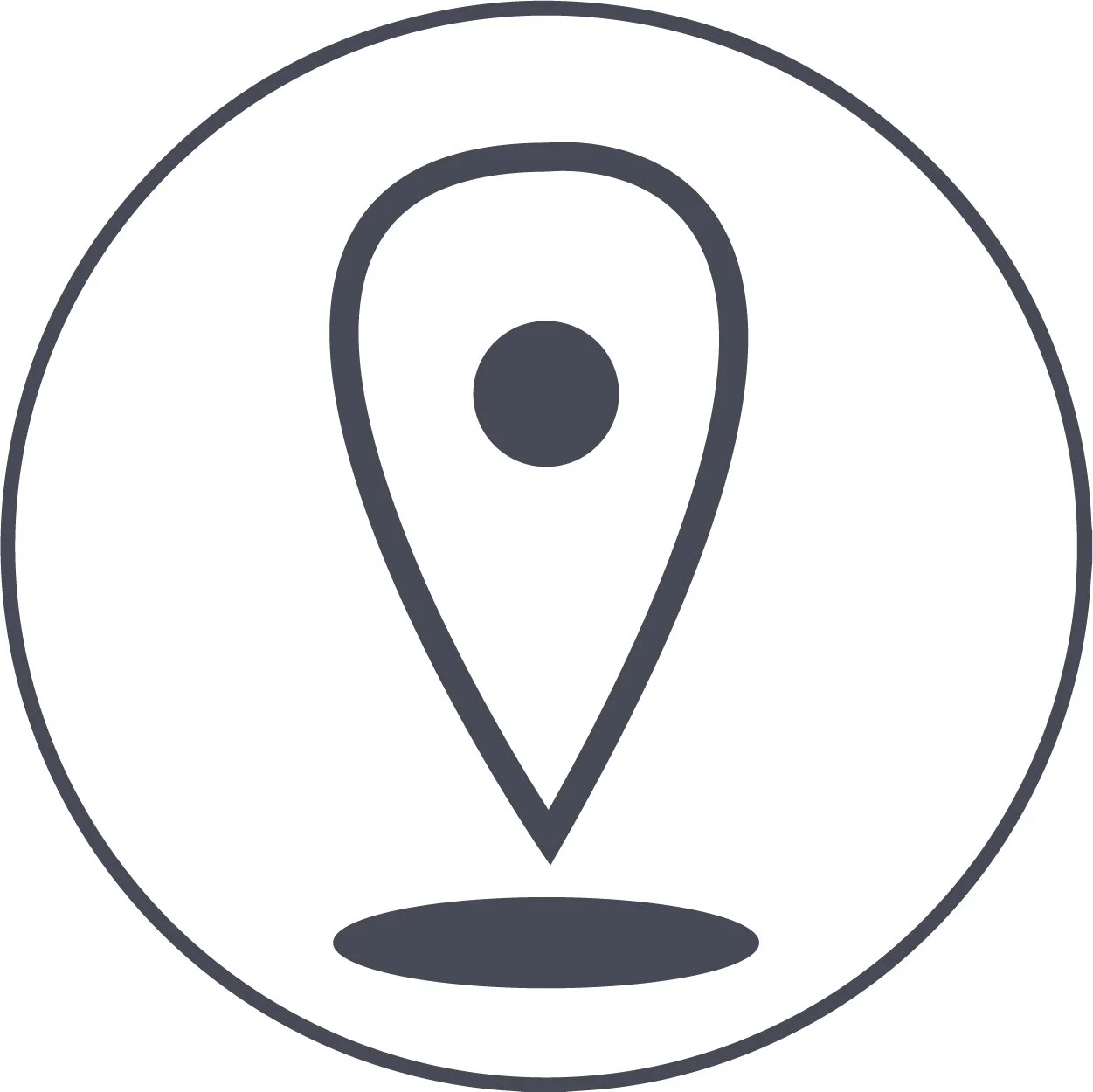 Icon of a location pin inside a circle representing a map or navigation marker.